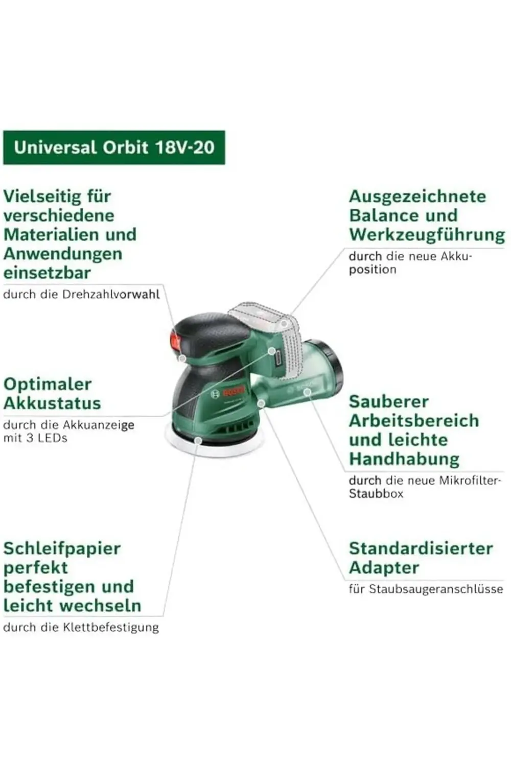 trendyvision UniversalOrbit 18V-20 Zımpara, 1x2.0Ah, Tek Akü buyf