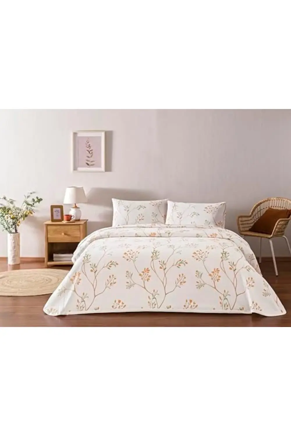 trendyvision Verdant Standart Pamuk Nevresim Takımı, Turuncu, Çif