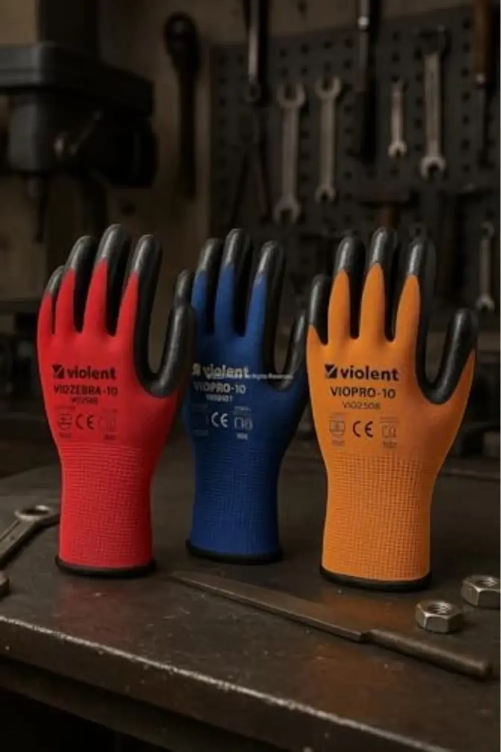 trendyvision Violent Nitril Kaplı Örme Eldiven, Çift Renk,%100 Po