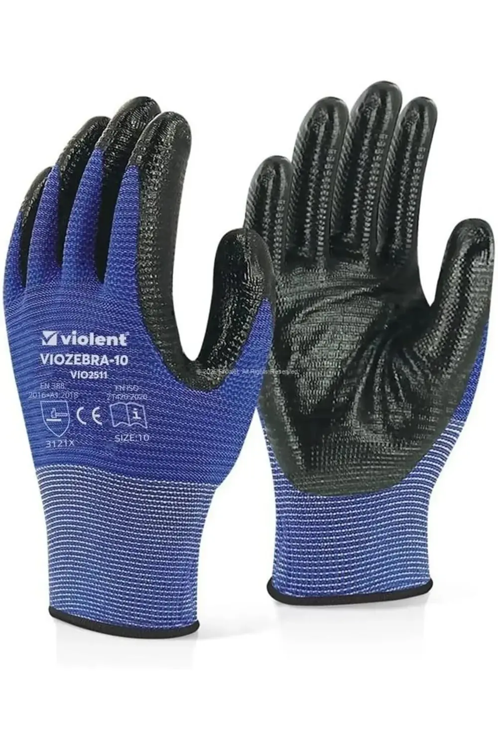 trendyvision Violent Nitril Kaplı Örme Eldiven, Çift Renk,%100 Po