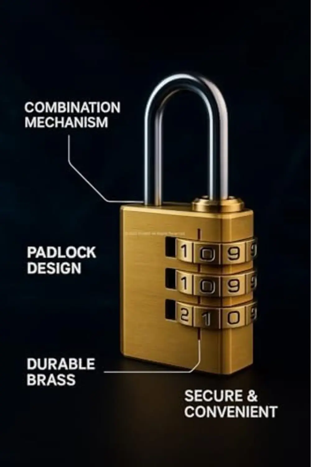 trendyvision Worex Şifreli Asma Kilit, Pirinç, 3 Haneli Şifre, 79