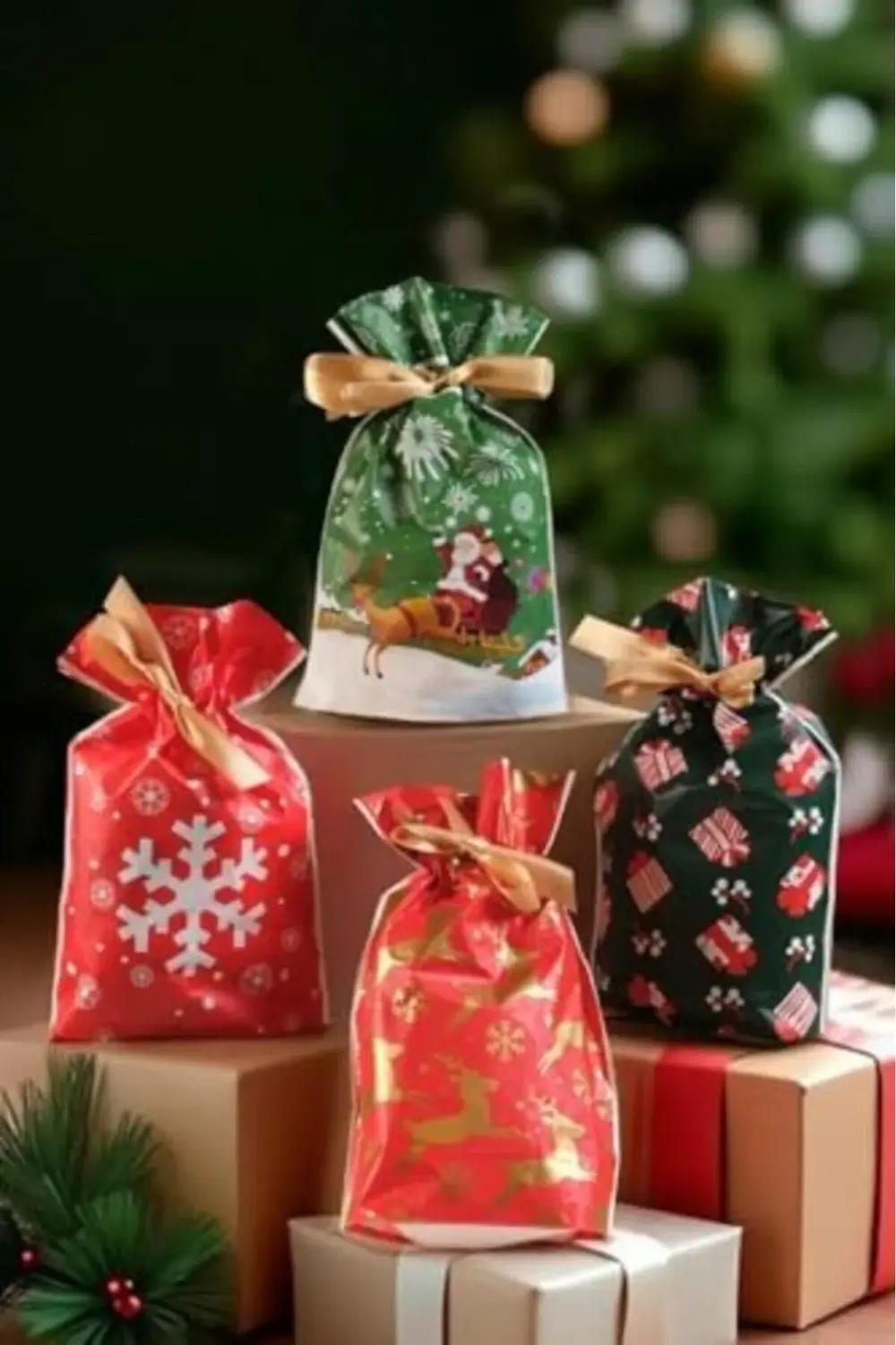 trendyvision Yılbaşı Ağacı Yılbaşı Hediyelik Kese 8'li Büyük buyf