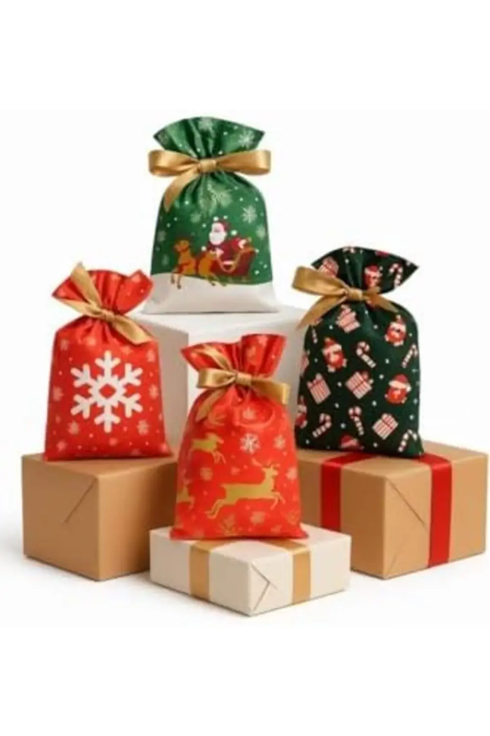 trendyvision Yılbaşı Ağacı Yılbaşı Hediyelik Kese 8'li Büyük buyf