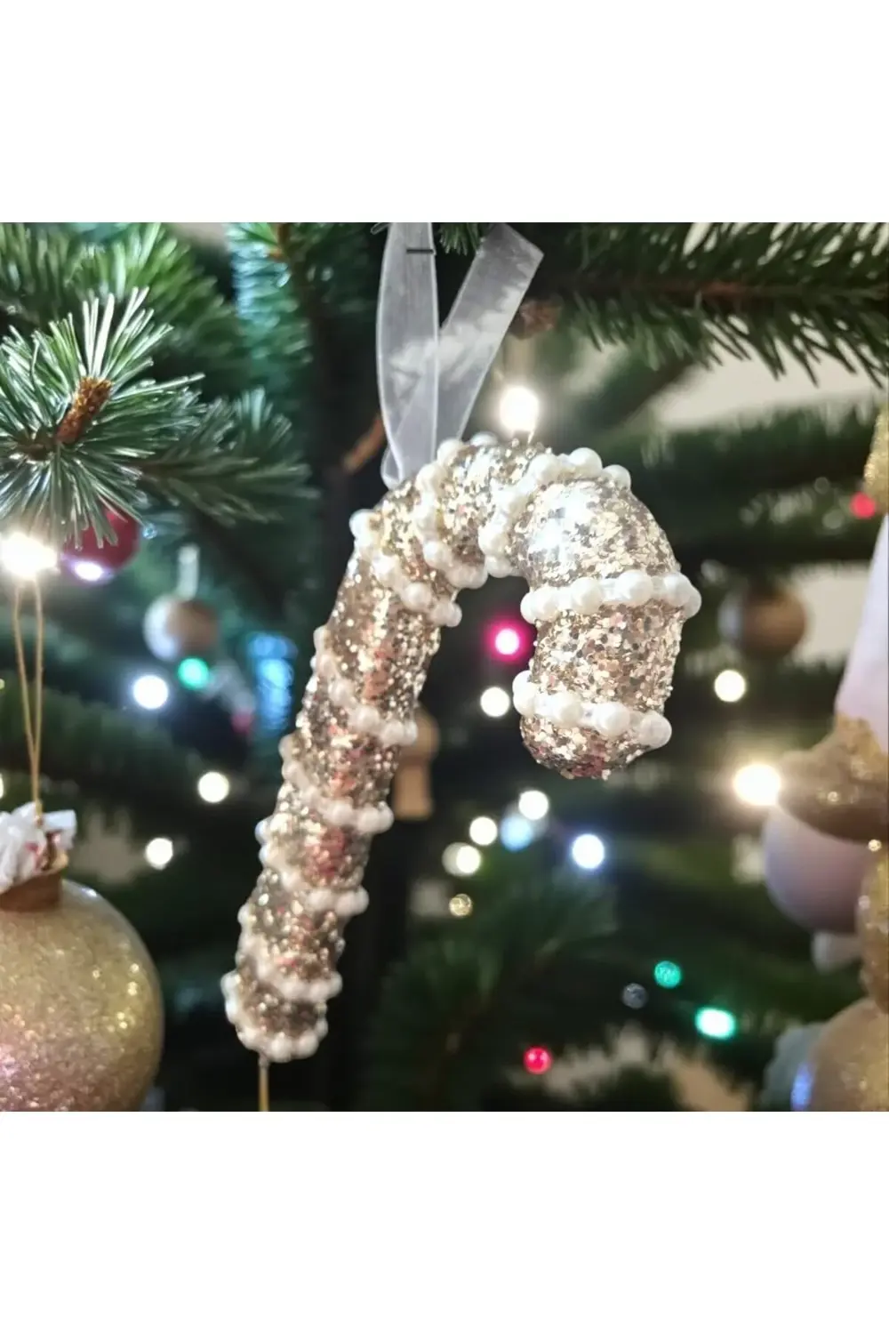 trendyvision YILBAŞI BASTON ŞEKER İNCİ ŞERİTLİ 17CM AST7243 buyfl