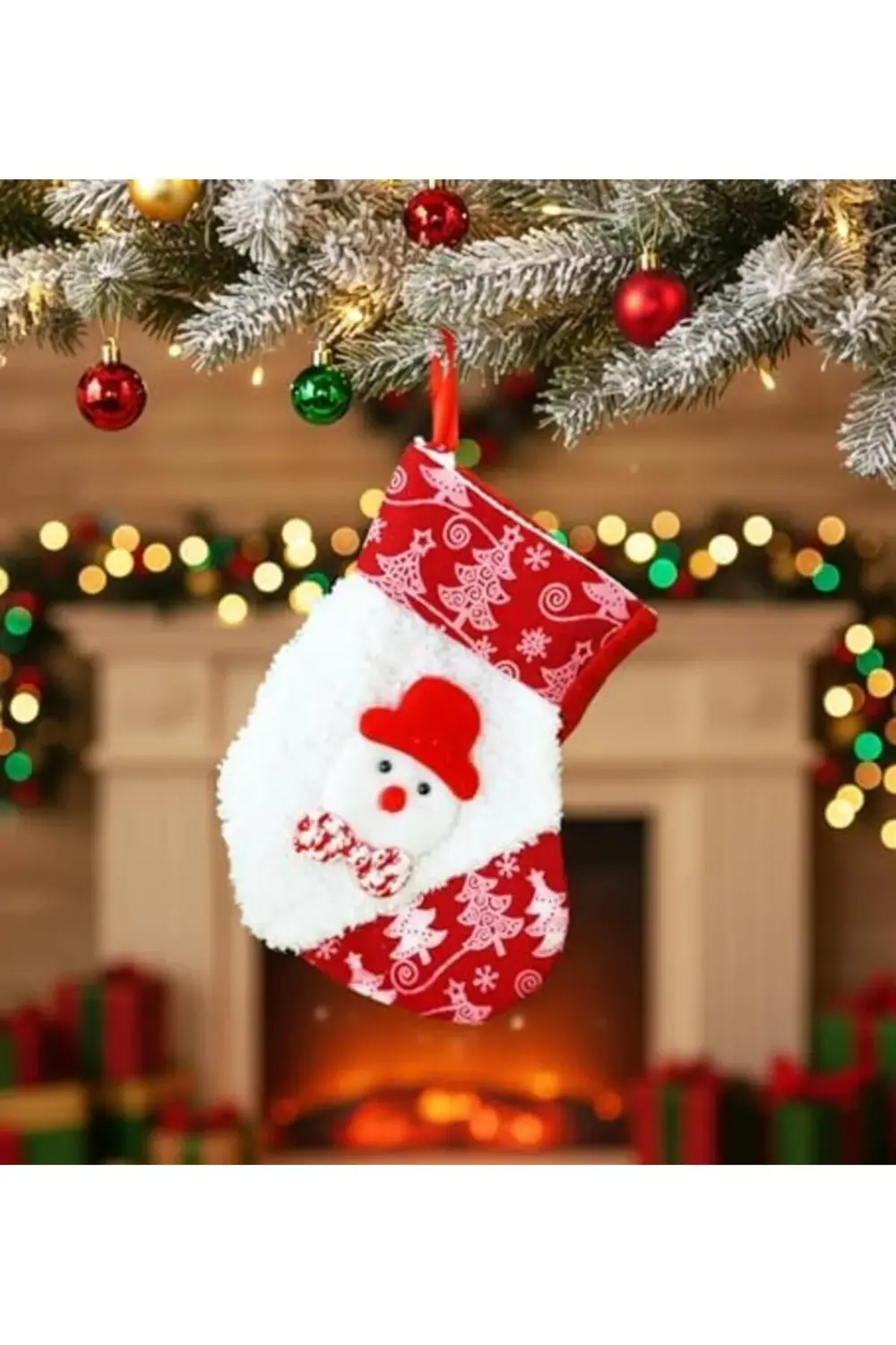 trendyvision Yılbaşı Desenli Kırmızı Çorap Yılbaşı Süsü buyflicke