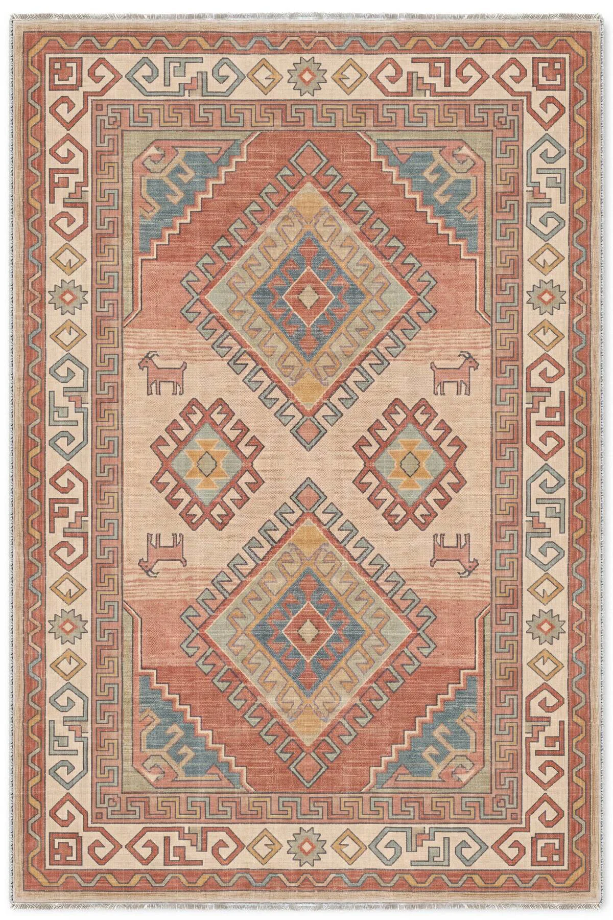 Tribal Klasik Şönil Halı Kilim Yolluk Kaymaz Yıkanabilir Salon Mu