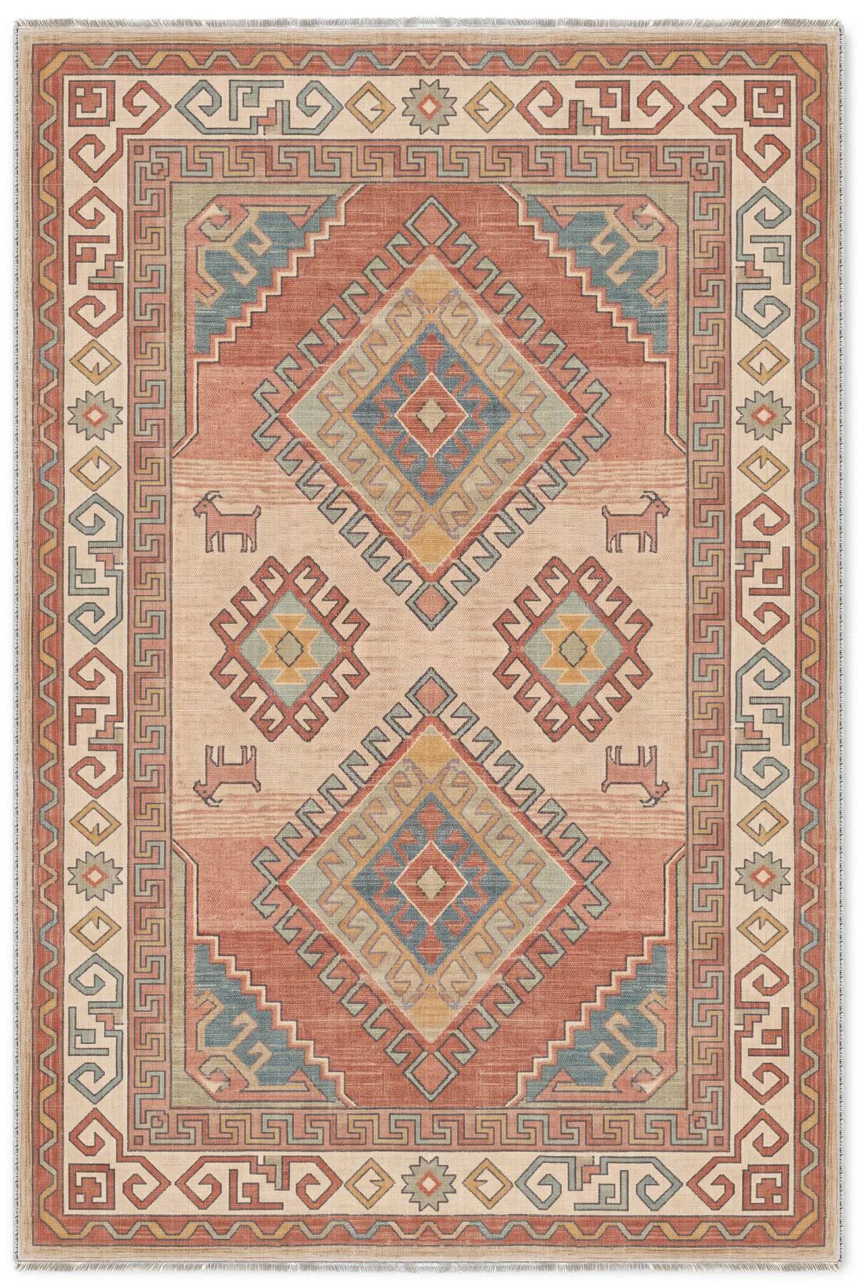 Tribal Klasik Şönil Halı Kilim Yolluk Kaymaz Yıkanabilir Salon Mu