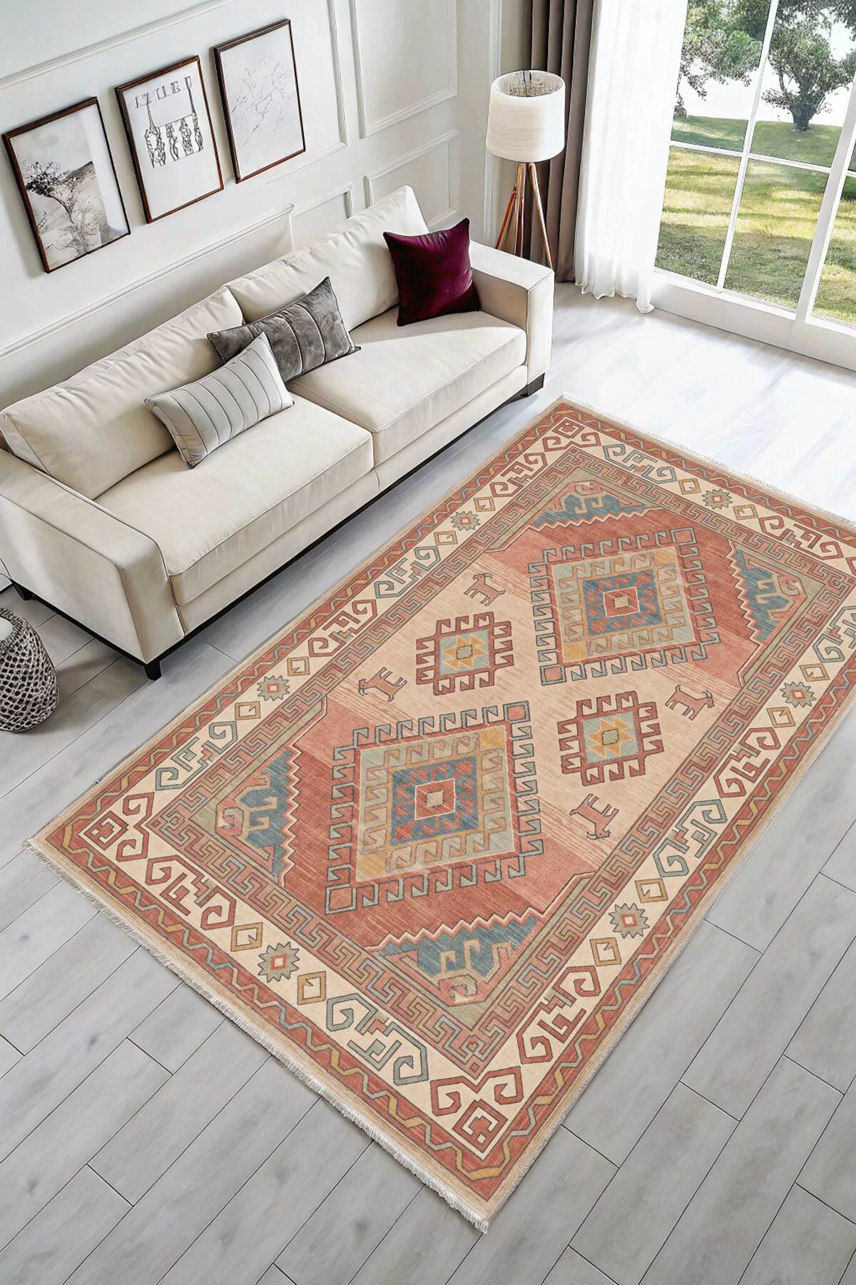 Tribal Klasik Şönil Halı Kilim Yolluk Kaymaz Yıkanabilir Salon Mu
