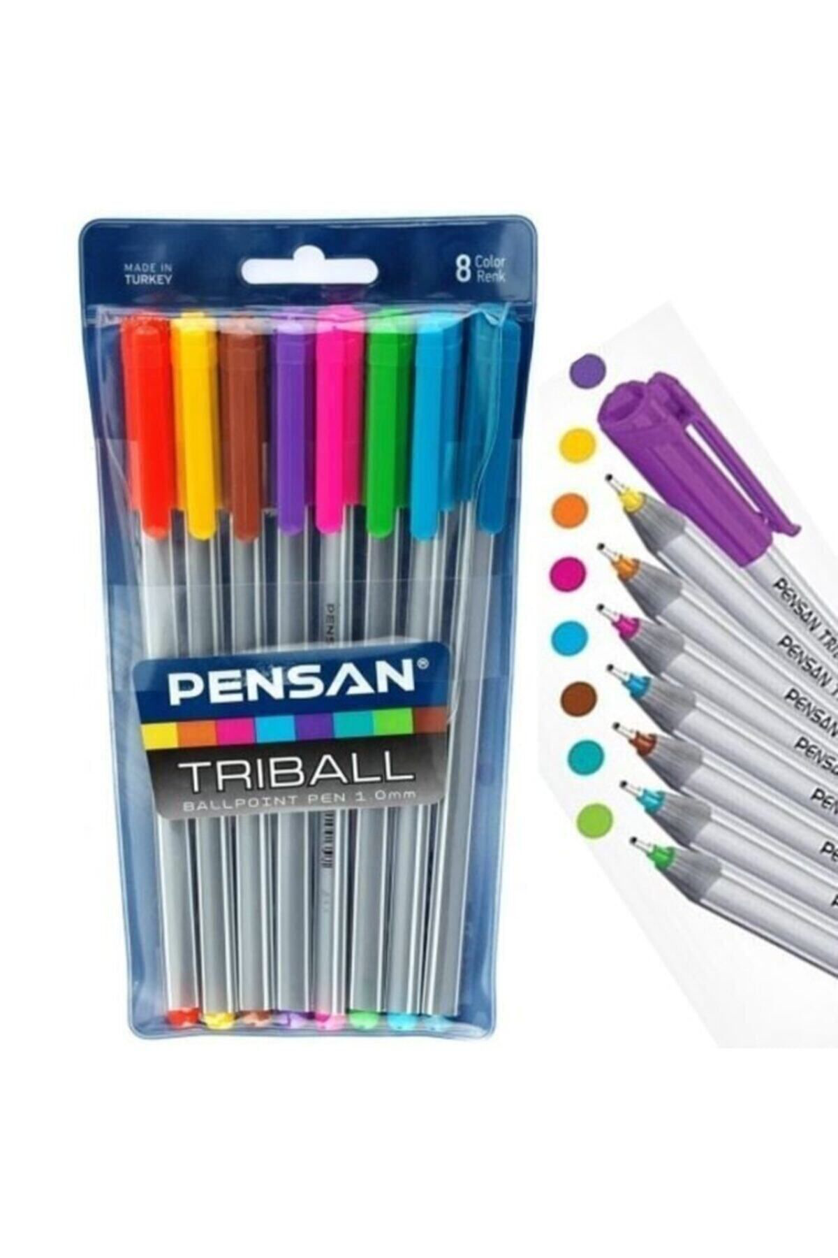 Pensan Triball Tükenmez Kalem 1.0 Mm Bilye Uç 8'Li Renkli Tk.K