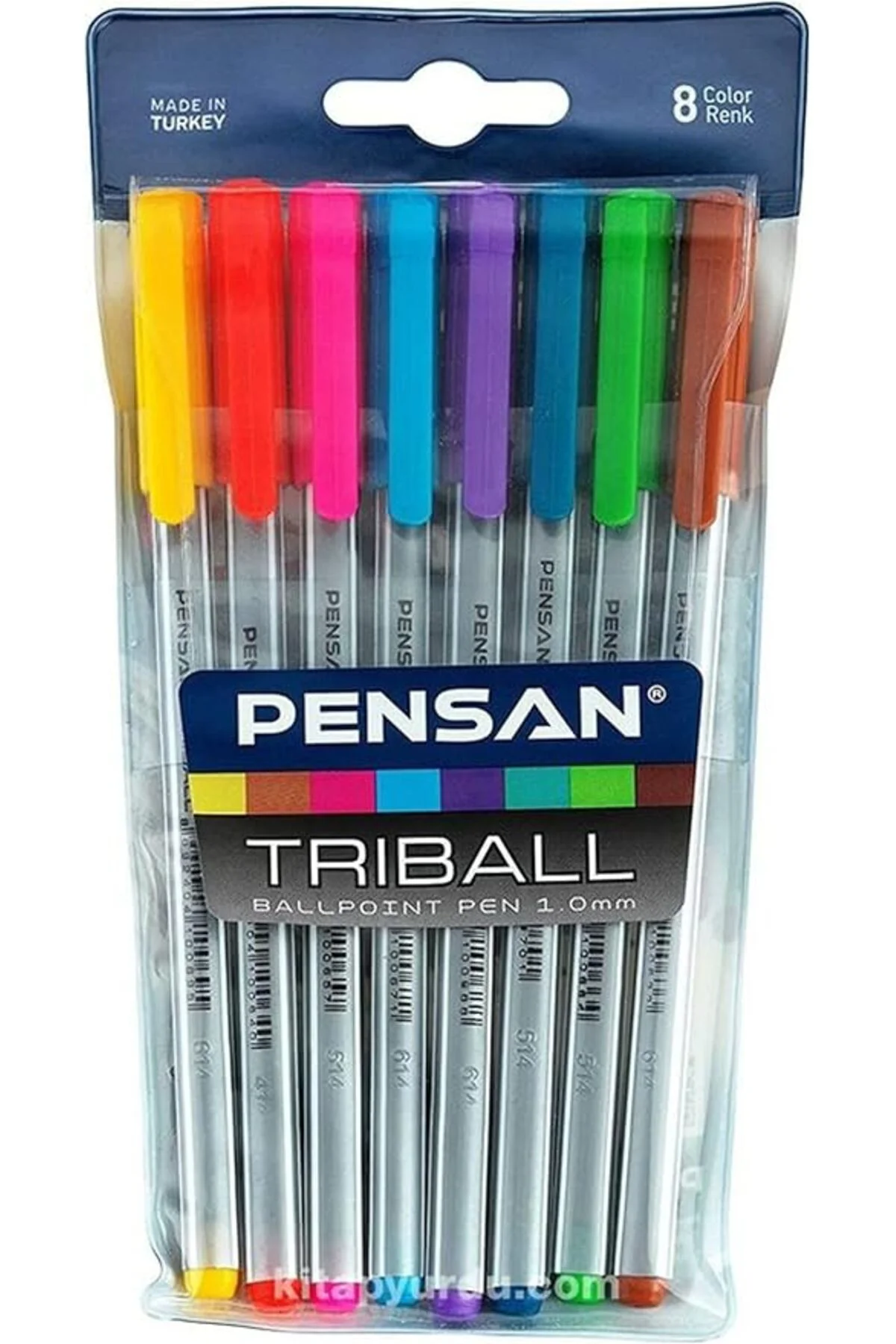 Triball Tükenmez Kalem Renkli 8'Li Set Tek Ebat No Color