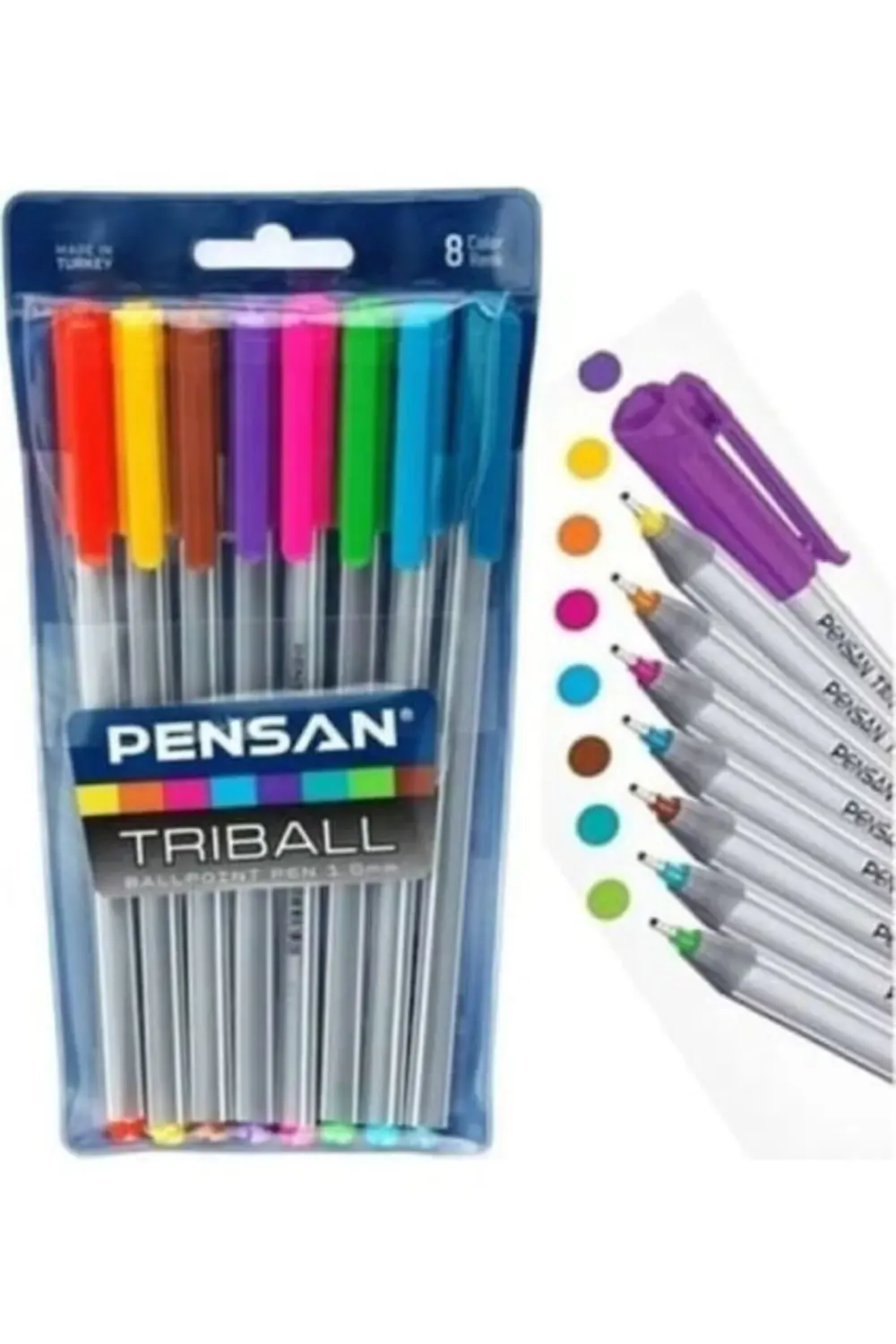 Triball Tükenmez Kalem 1.0 Mm Bilye Uç 8'li Renkli Tk.k