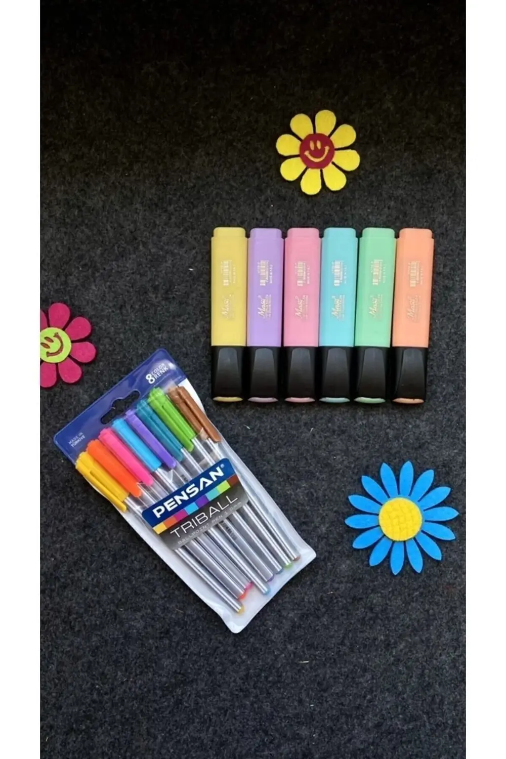 Triball Tükenmez Kalem 8 Renk + Masis Pastel Renk Fosforlu Işaret