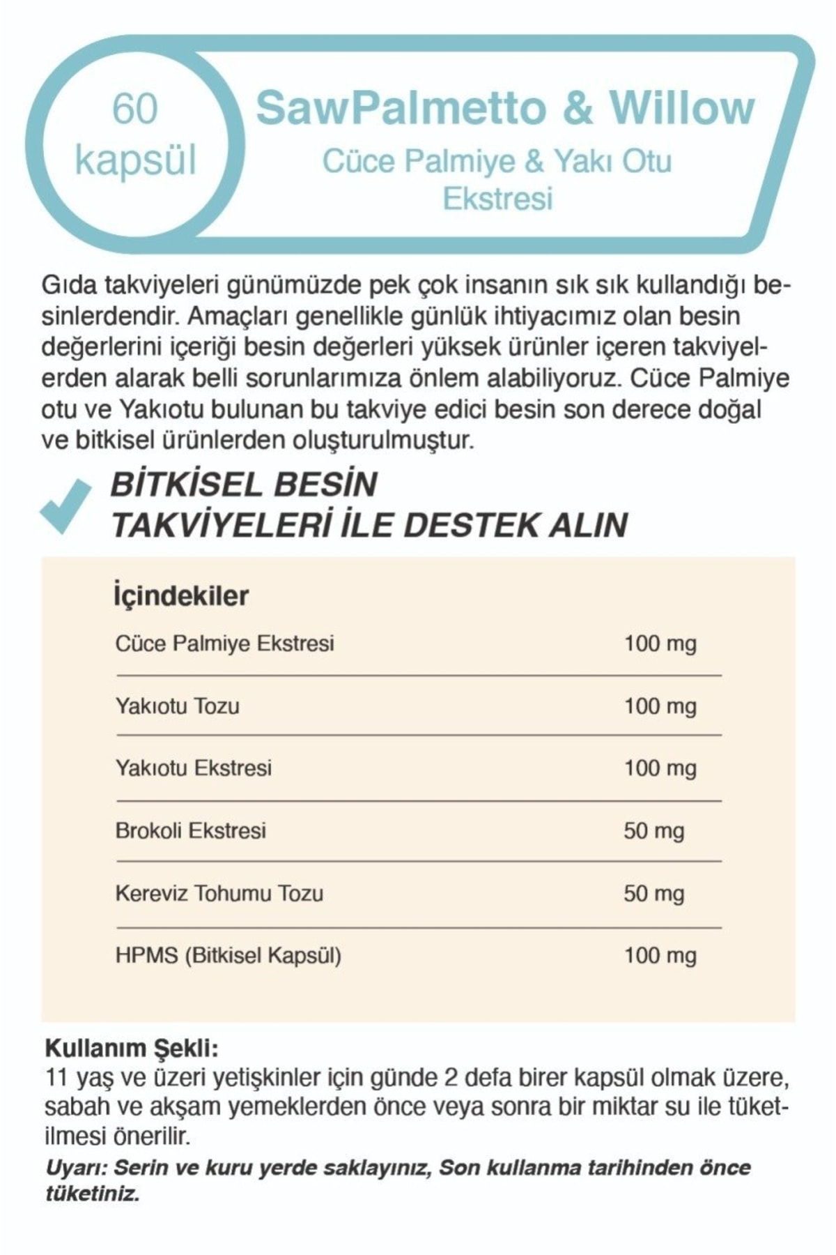 Tribulus Terrestris Çoban Çökerten + Saw Palmetto Cüce Palmiye Er