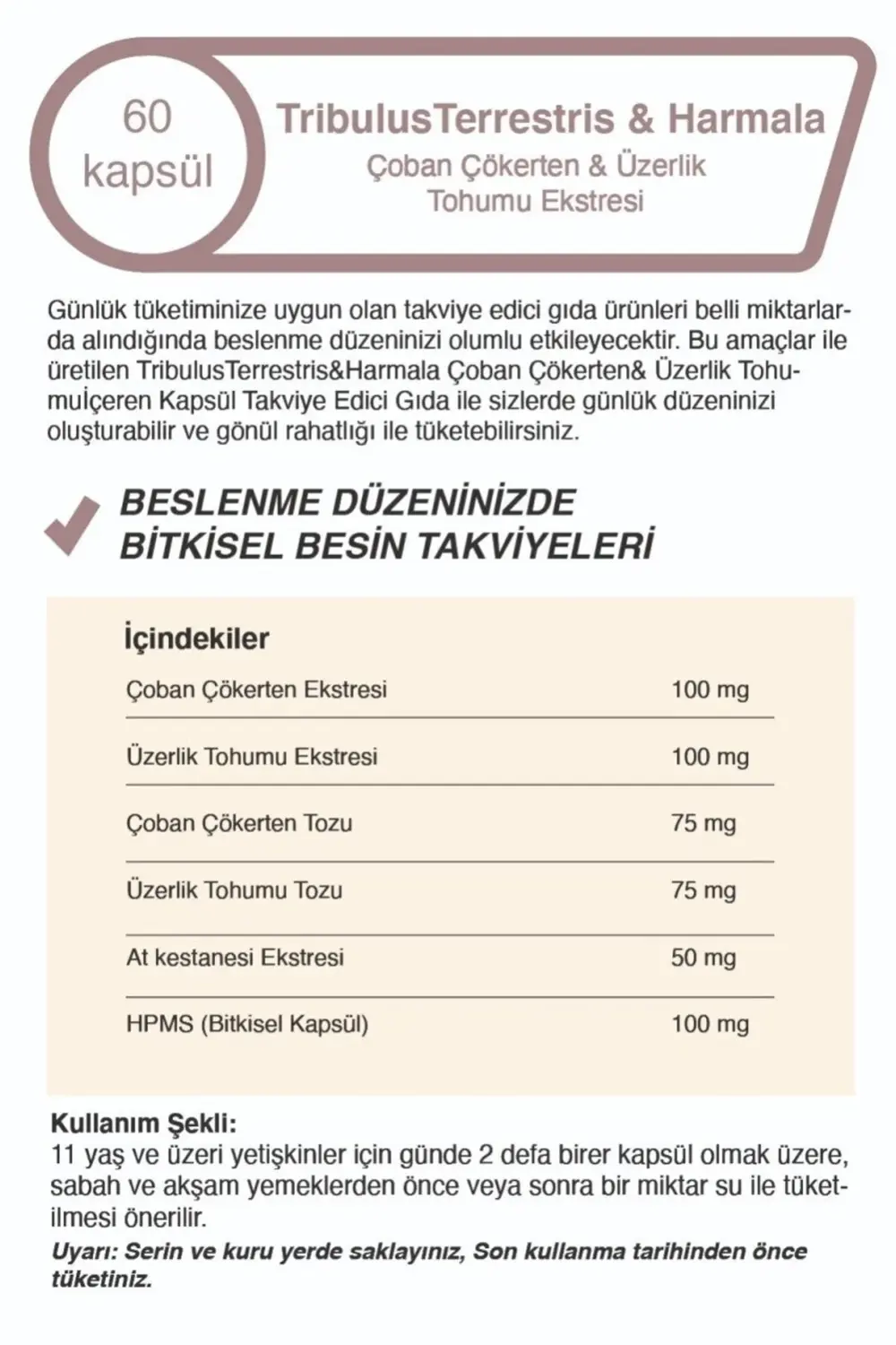 Tribulus Terrestris Çoban Çökerten + Saw Palmetto Cüce Palmiye Er