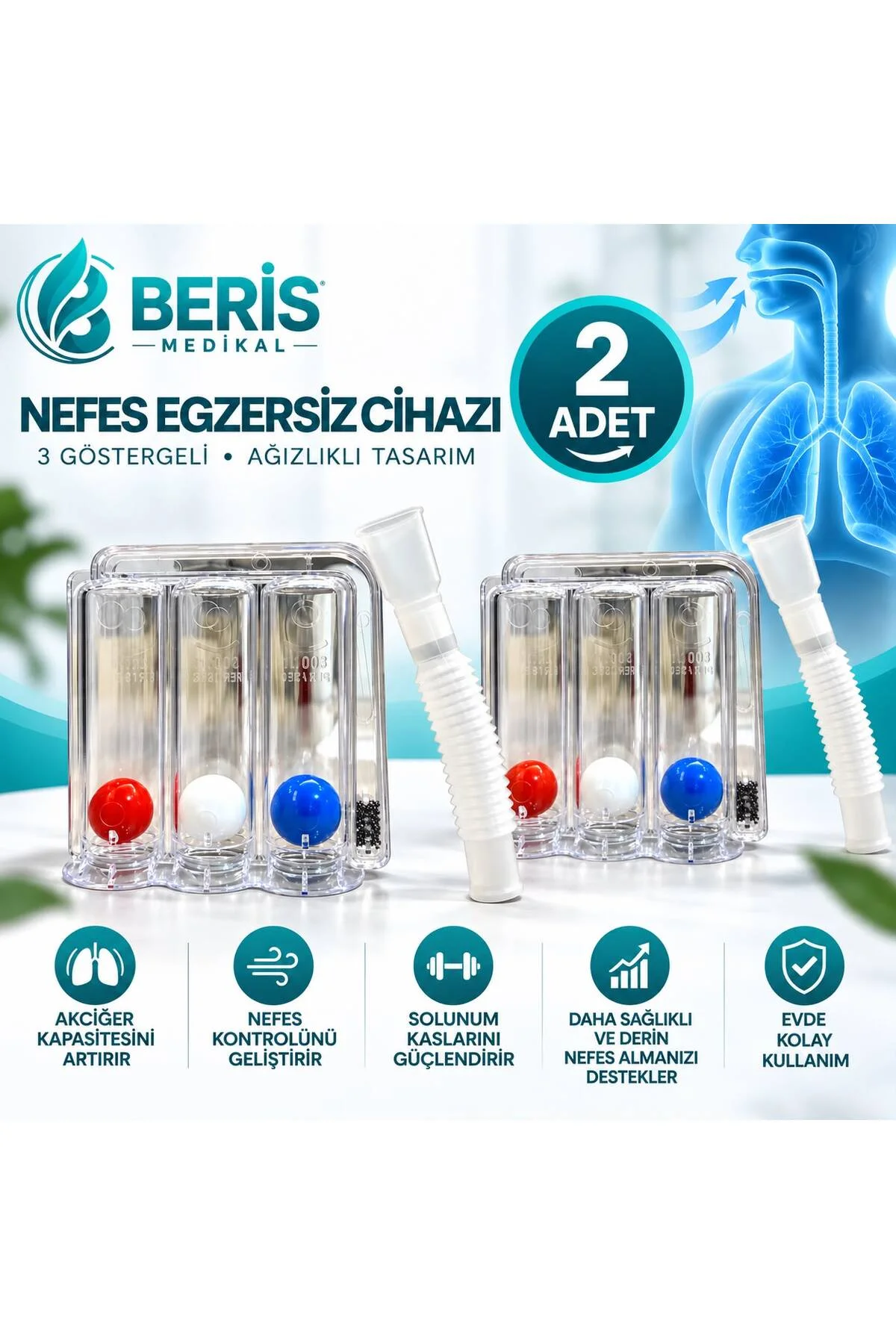 Triflo Solunum Egzersiz Cihazı Yüksek Kalite Nefes Egzersiz Aparatı - 2 ADET - Triflo Solunum Egzersiz Cihazı Yüksek Kalite Nefes Egzersiz Aparatı - 2 ADET -