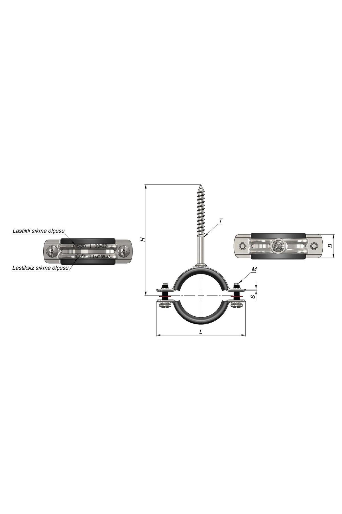 Butik Trifonlu Boru Kelepçesi 2 1/2