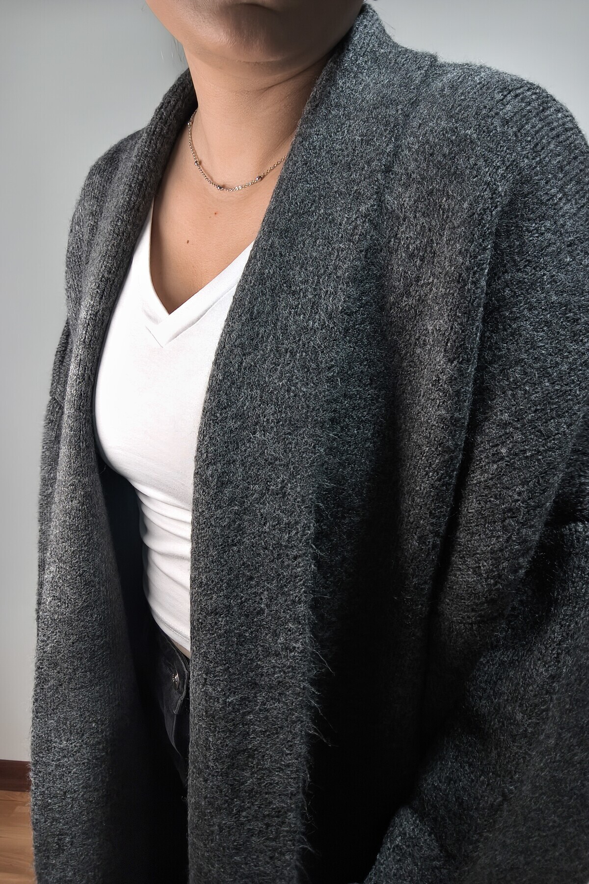 Madammmerry Triko Kalin Uzun Oversize Salaş Hirka Büyük Beden Uyumlu