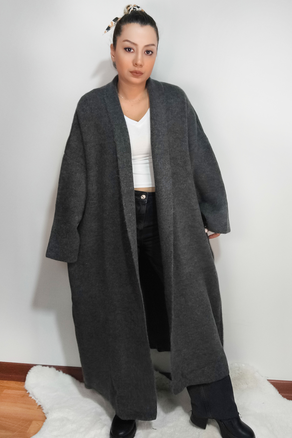 Madammmerry Triko Kalin Uzun Oversize Salaş Hirka Büyük Beden Uyumlu