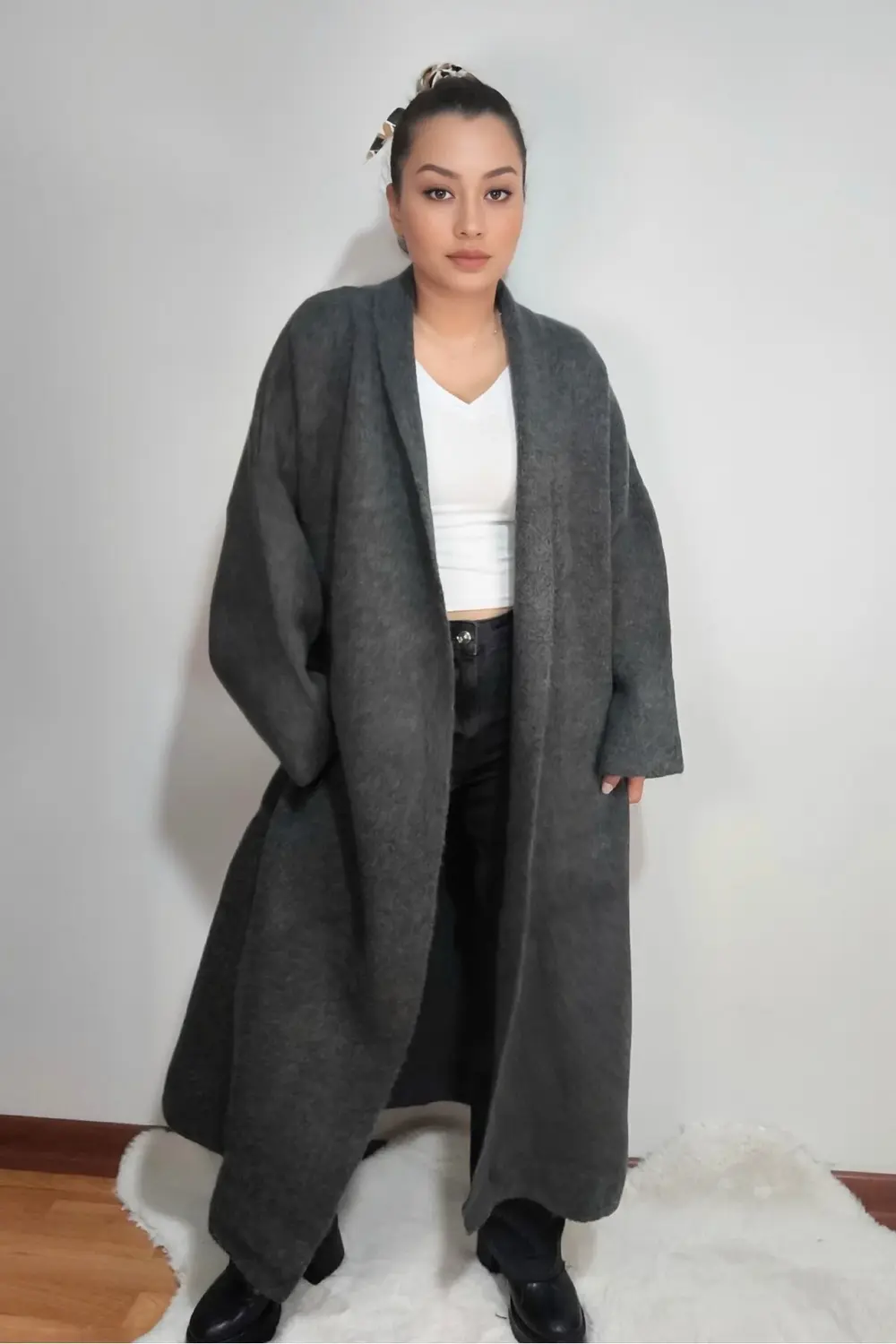 TRİKO KALIN UZUN OVERSİZE SALAŞ HIRKA BÜYÜK BEDEN UYUMLU