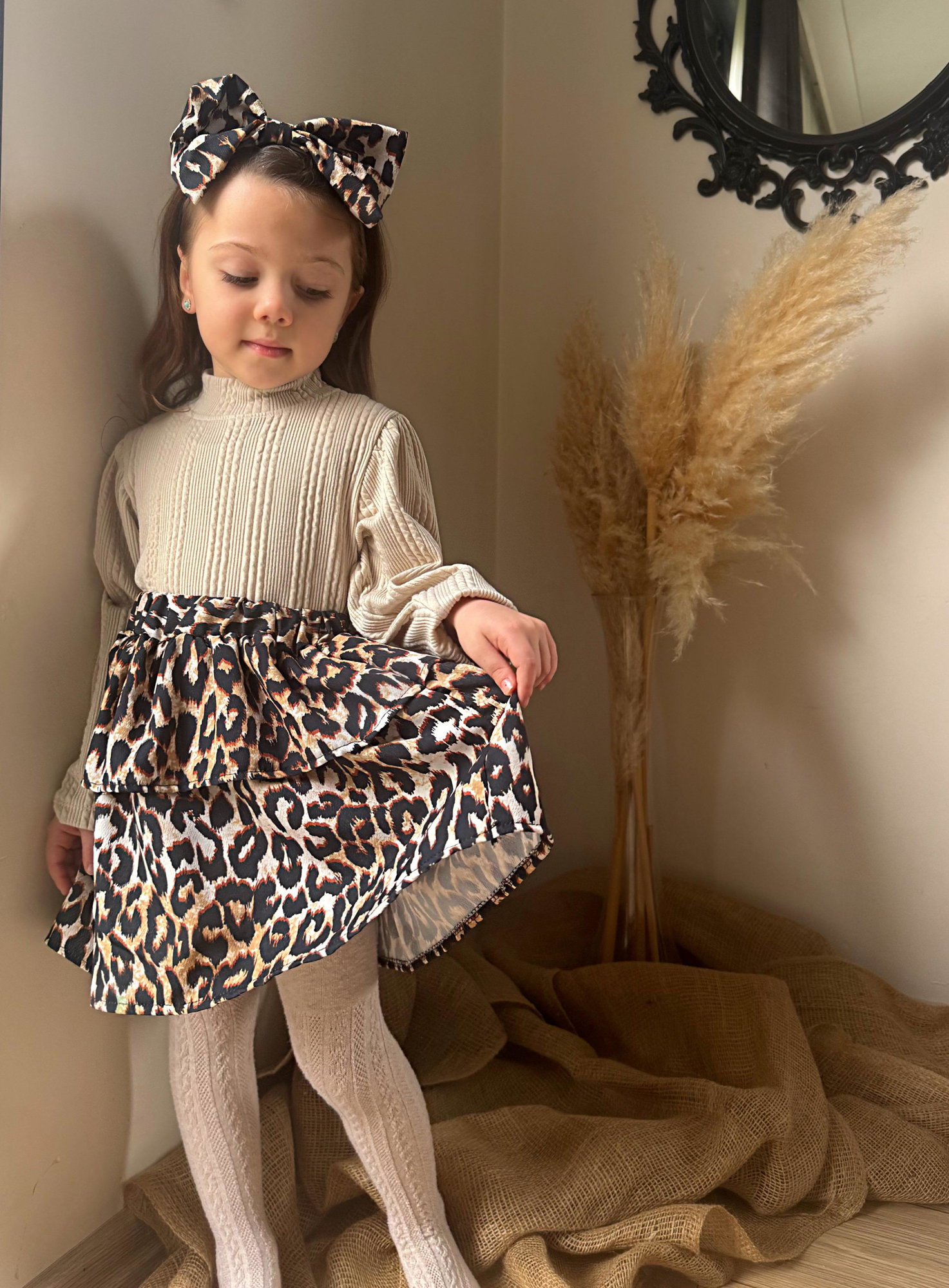 Triko Leopar Etekli Bandanalı 3’LüTakım 2/8 Yaş