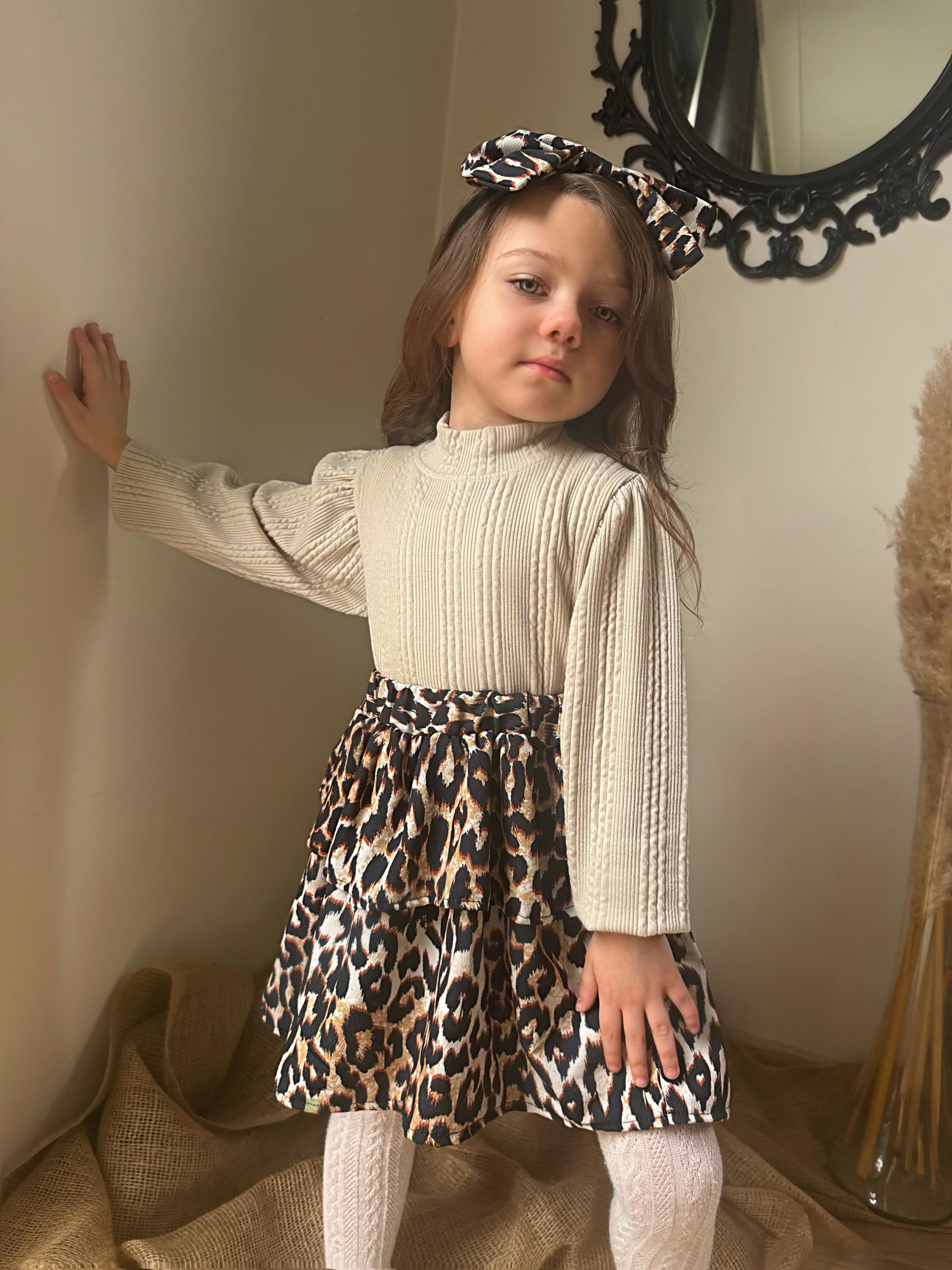 Triko Leopar Etekli Bandanalı 3’LüTakım 2/8 Yaş