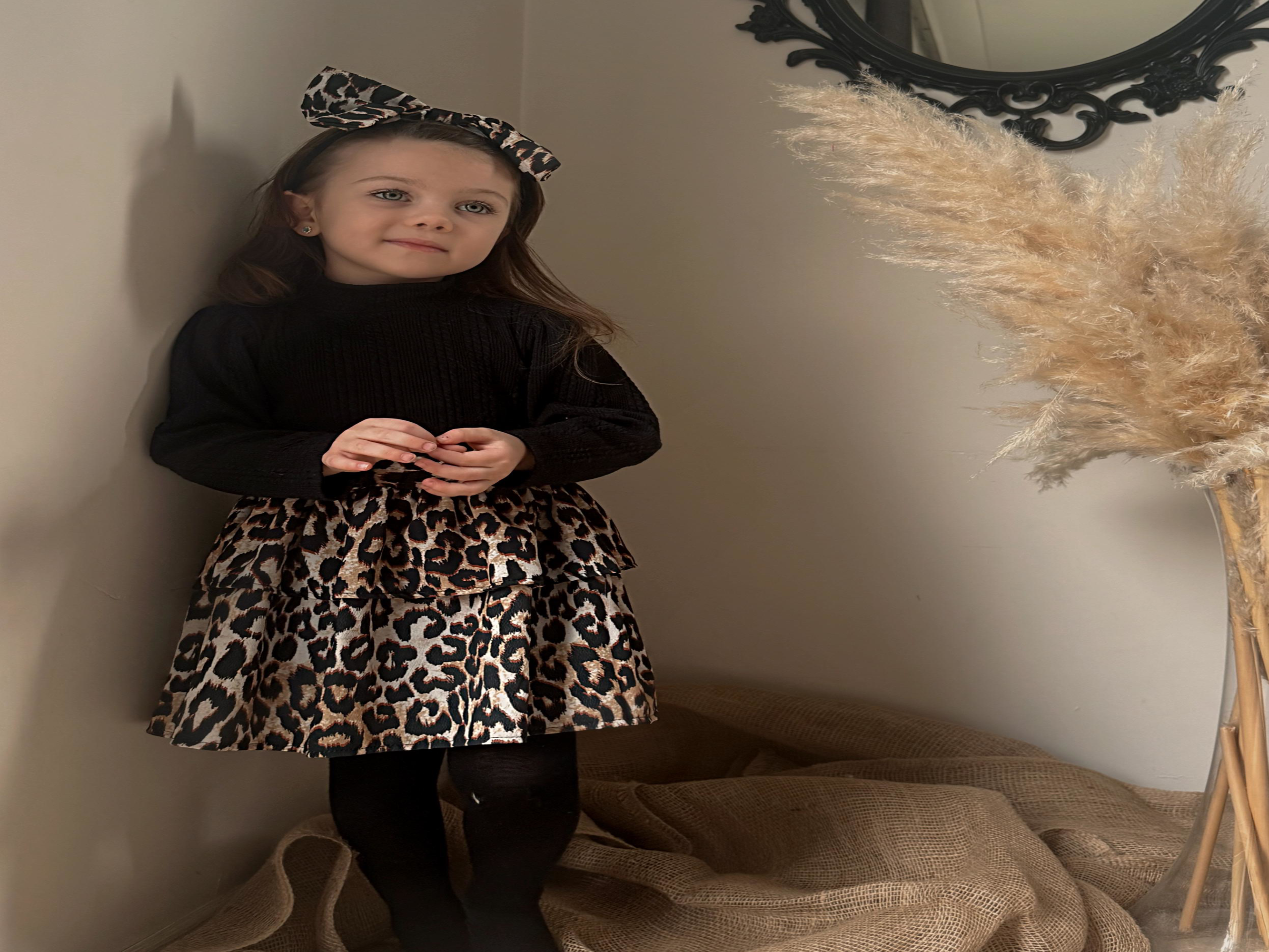 Triko Leopar Etekli Bandanalı 3’LüTakım 2/8 Yaş