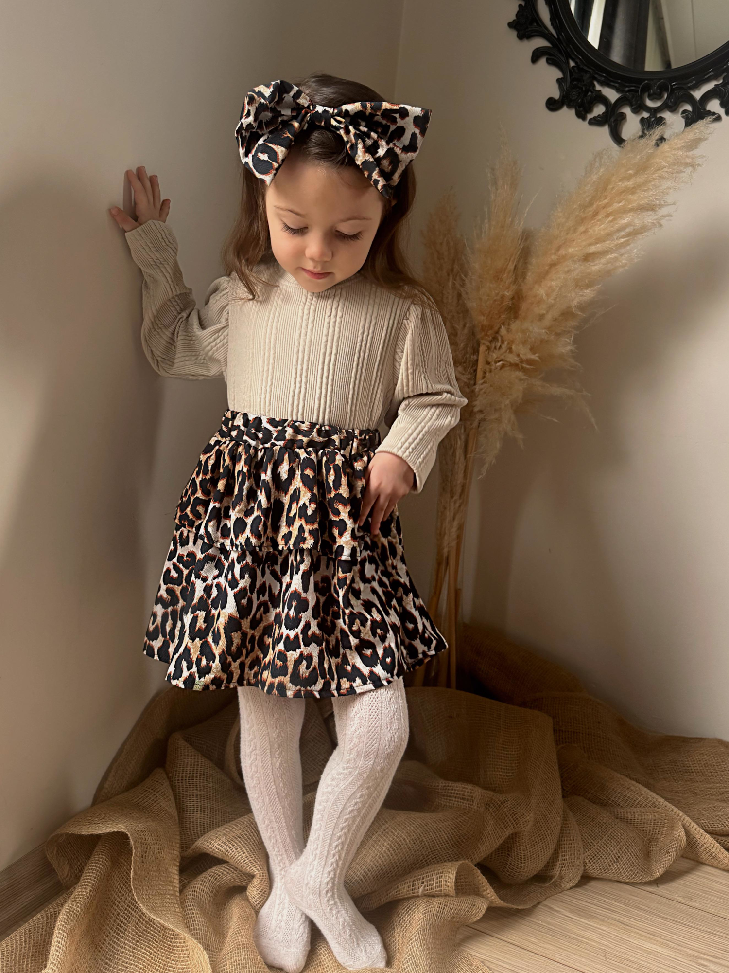 Triko Leopar Etekli Bandanalı 3’LüTakım 2/8 Yaş