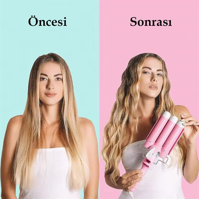 Triple Su Dalgası Profesyonel Saç Şekillendirici Maşası T-0042 (4