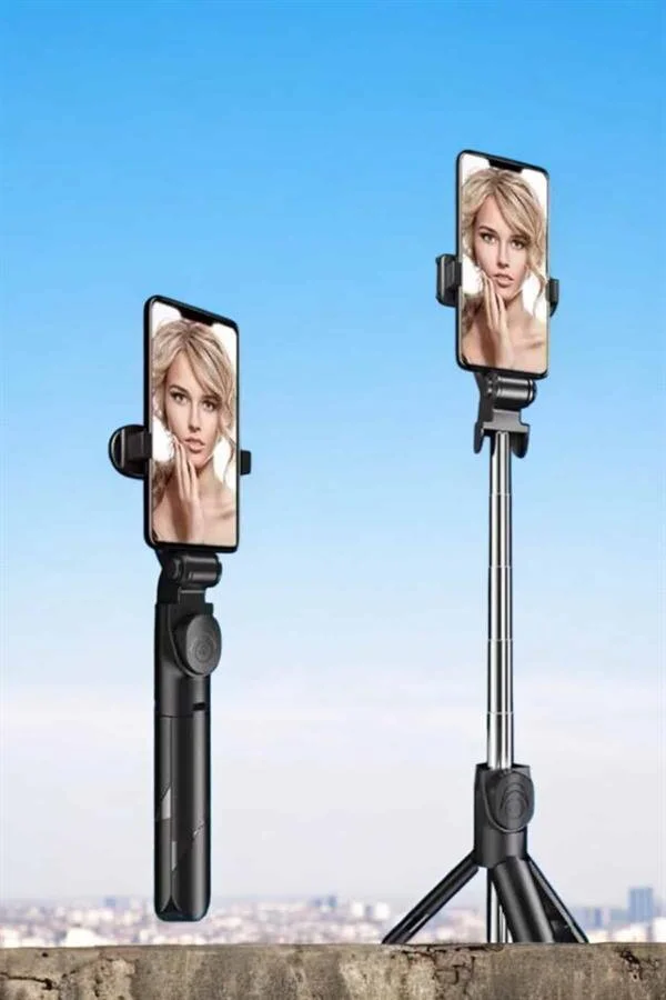 Tripod Kablosuz Bluetooth Bağlantılı Selfie Çubuğu 360 Derece Dönebilen - Kablosuz Selfie Çubuğu