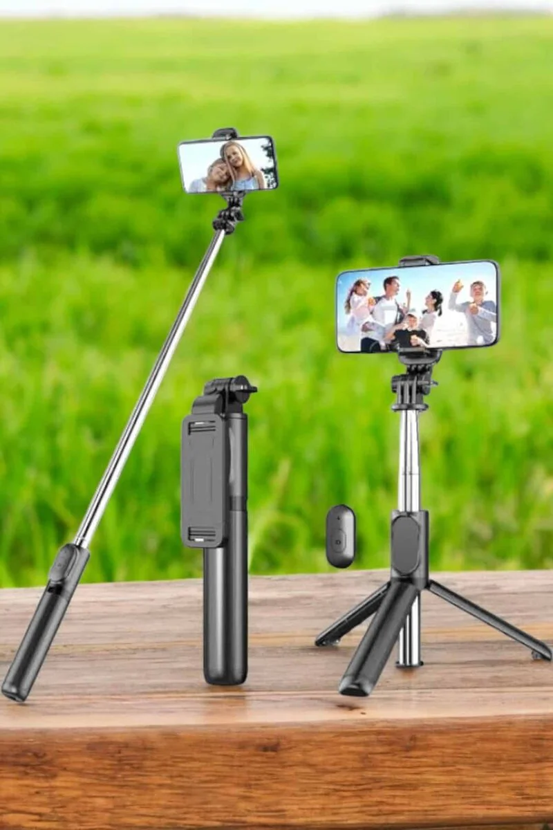 Tripod Kablosuz Bluetooth Bağlantılı Selfie Çubuğu - 360° Dönen, Profesyonel Çekim