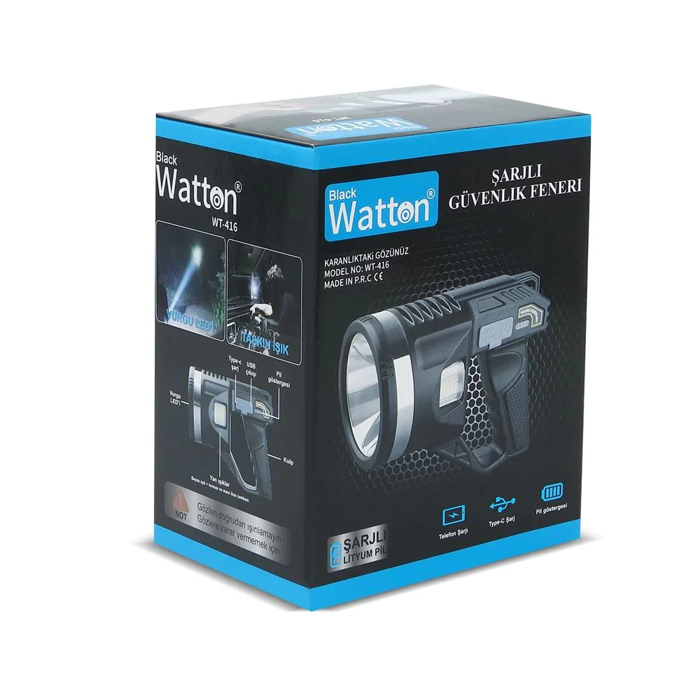 Tripod Şarjlı Güvenlik Feneri Wt-416 - P50 LED 8800mAh Type-C Şarjlı Kamp Feneri Fiyatı, Yorumları ve Özellikleri