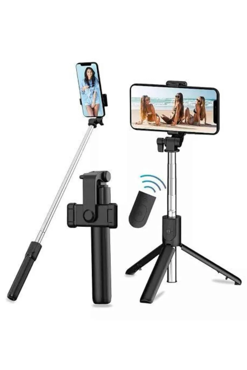 Tripod Selfie Çubuğu Bluetooth Kumandalı Kablosuz LED Işıklı - 186mm / 125g