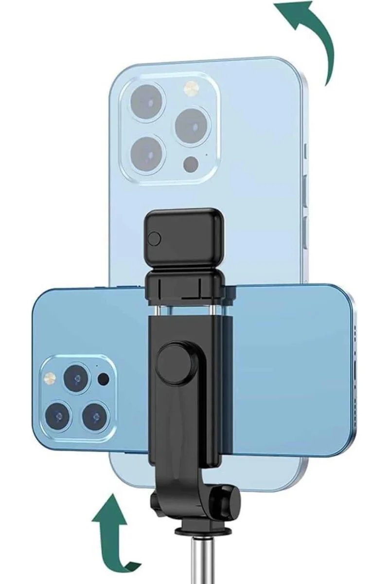 Tripod Selfie Çubuğu Bluetooth Kumandalı Kablosuz LED Işıklı - 186mm / 125g