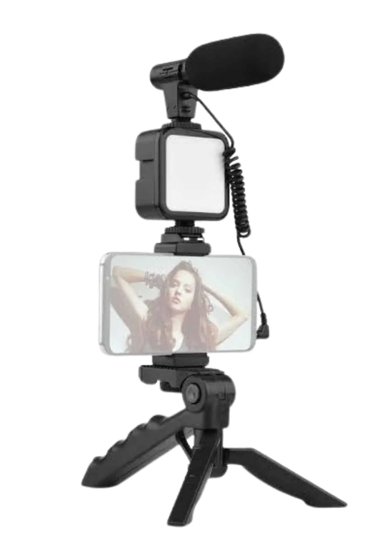 Tripod Telefon Tutucu Kumandalı Mikrofon Led Işık Vlog Video Kayı