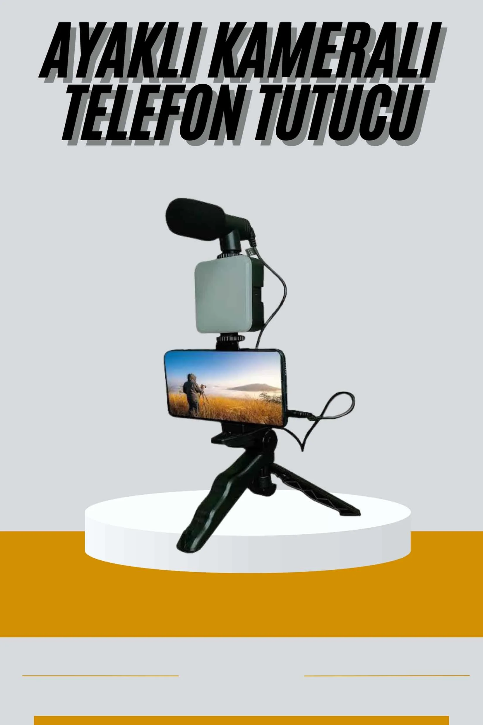 Tripod Telefon Tutucu Kumandalı Mikrofon Led Işık Vlog Video Kayıt Tripod Telefon Tutucu Kumandalı Mikrofon Led Işık Vlog Video Kayıt