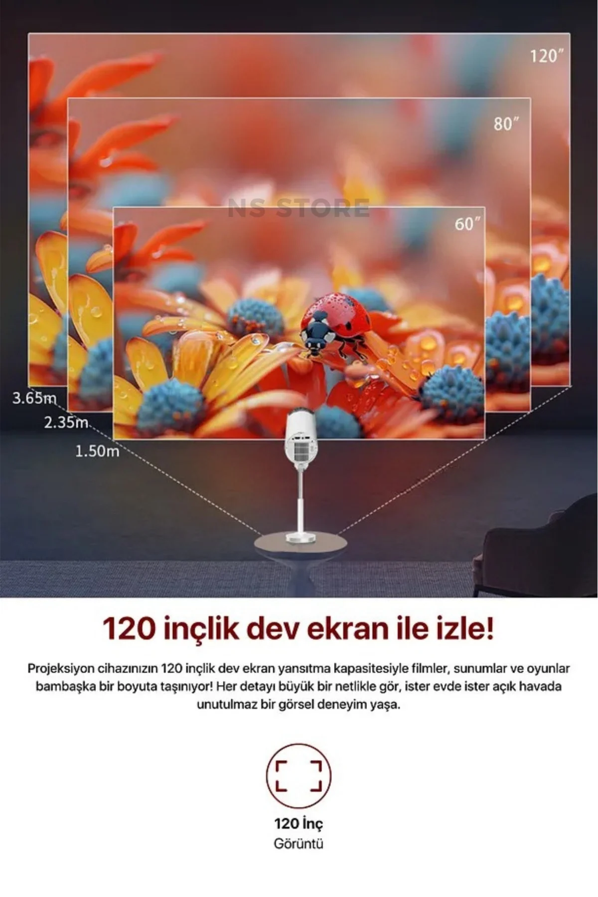 Tripotlu, WiFi ve HDMI Bağlantılı Taşınabilir HD Çözünürlüklü LED Projektör Cihazı