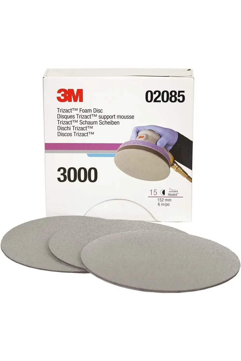 Trizact Hookit Köpük Disk, 02085, 6 inç, P3000, karton başına 15