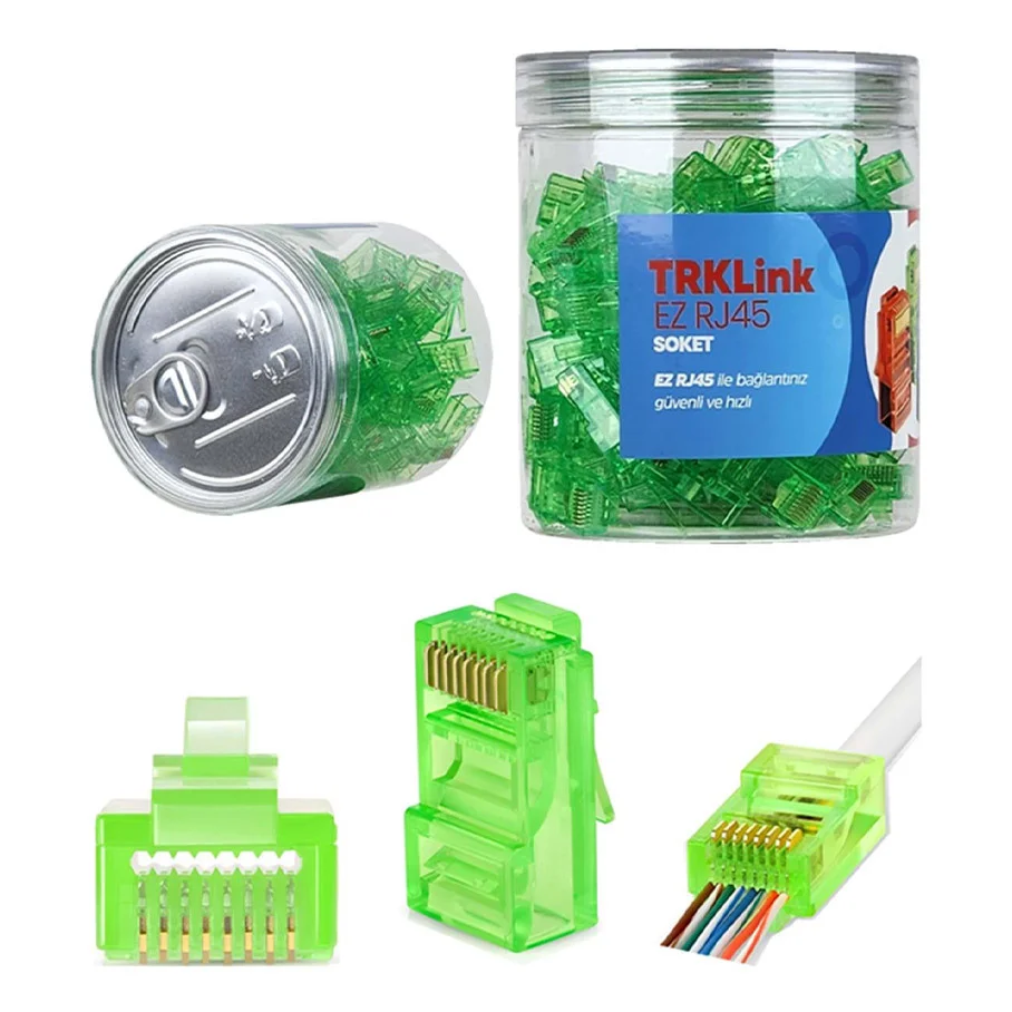 TRKLink EZ RJ45 KONNEKTÖR (YEŞİL) 100 'lü PAKET YENİ NESİL TRKLink EZ RJ45 KONNEKTÖR (YEŞİL) 100 'lü PAKET YENİ NESİL