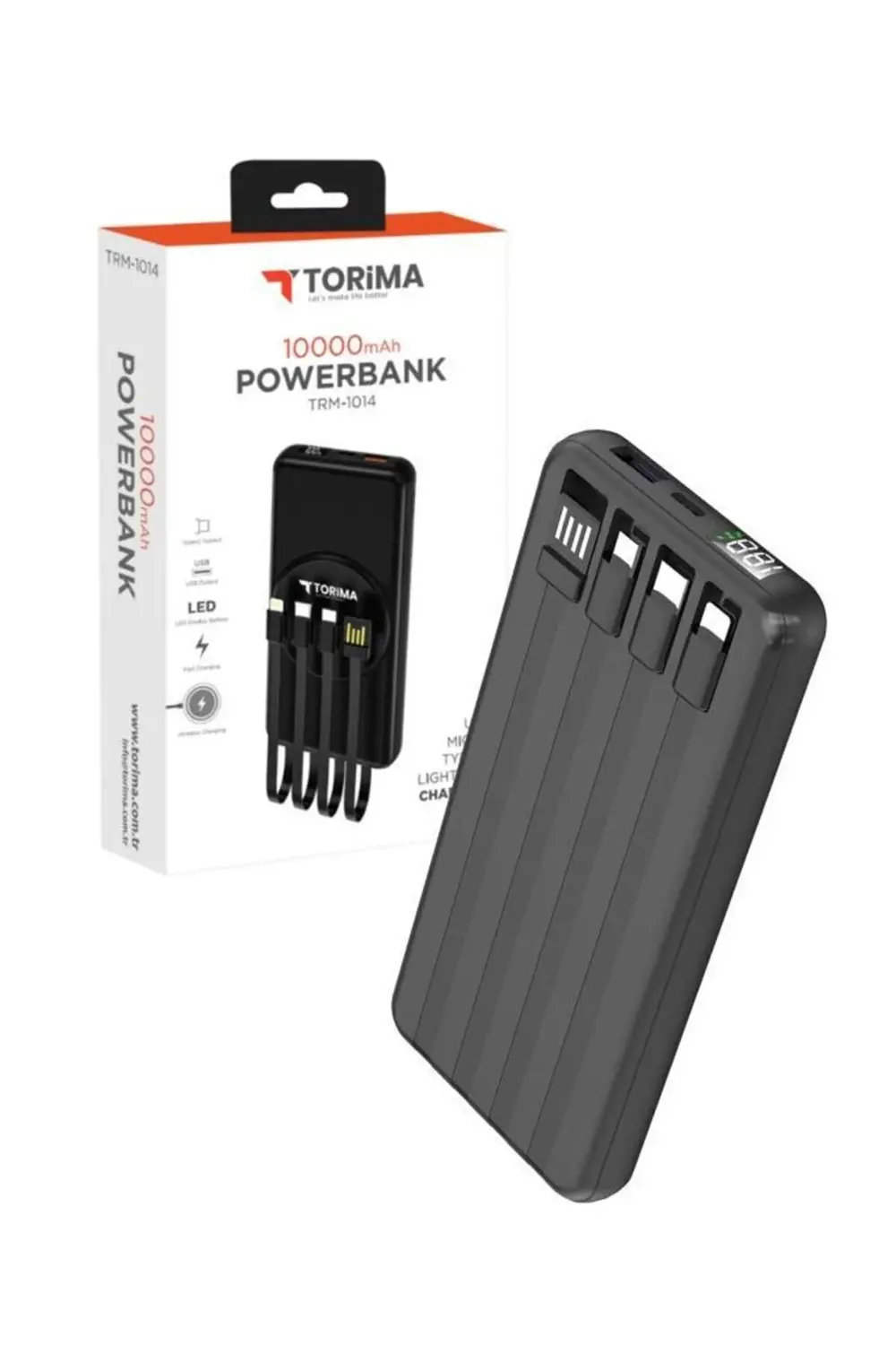 TRM-1014 Siyah 10.000mAh Wirelles Dijital Göstergeli Hızlı Şarjlı