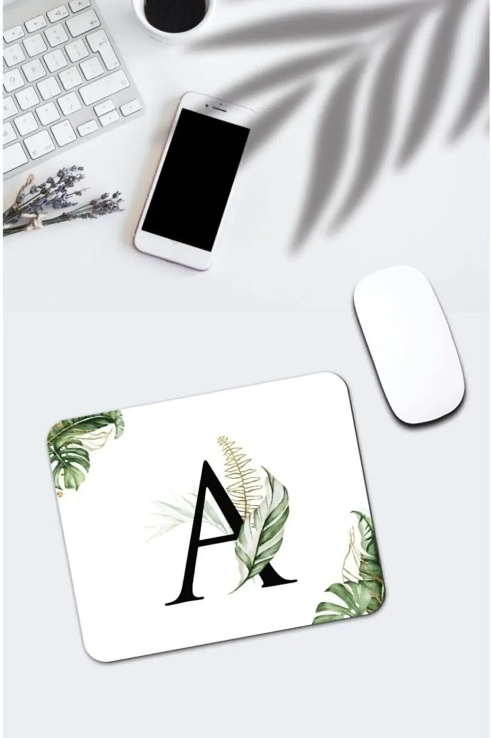 Tropik Desenli A Harfli Dikdörtgen Mouse Pad