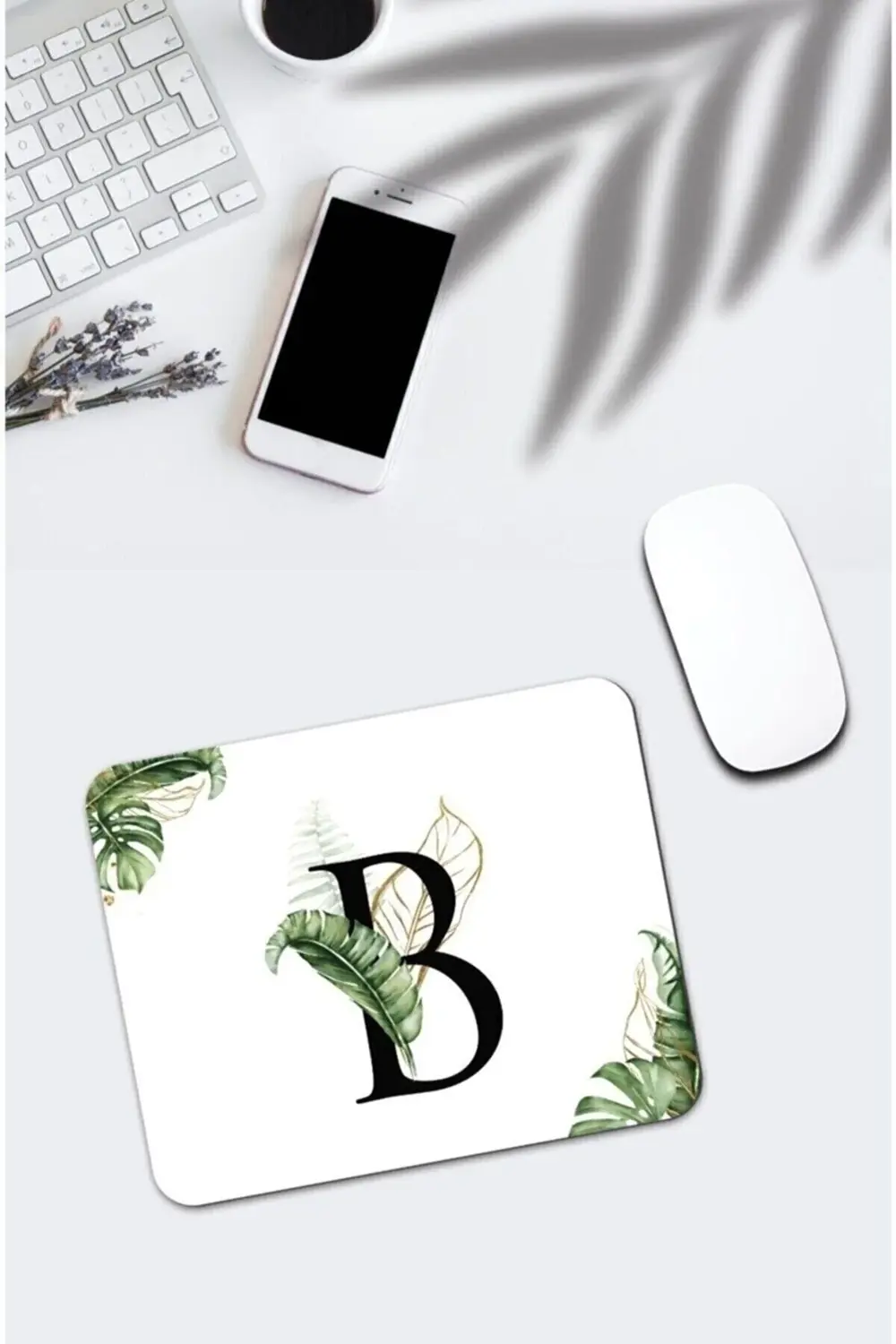 Tropik Desenli B Harfli Dikdörtgen Mouse Pad