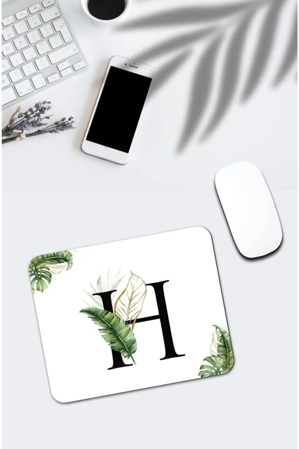 Tropik Desenli H Harfli Dikdörtgen Mouse Pad