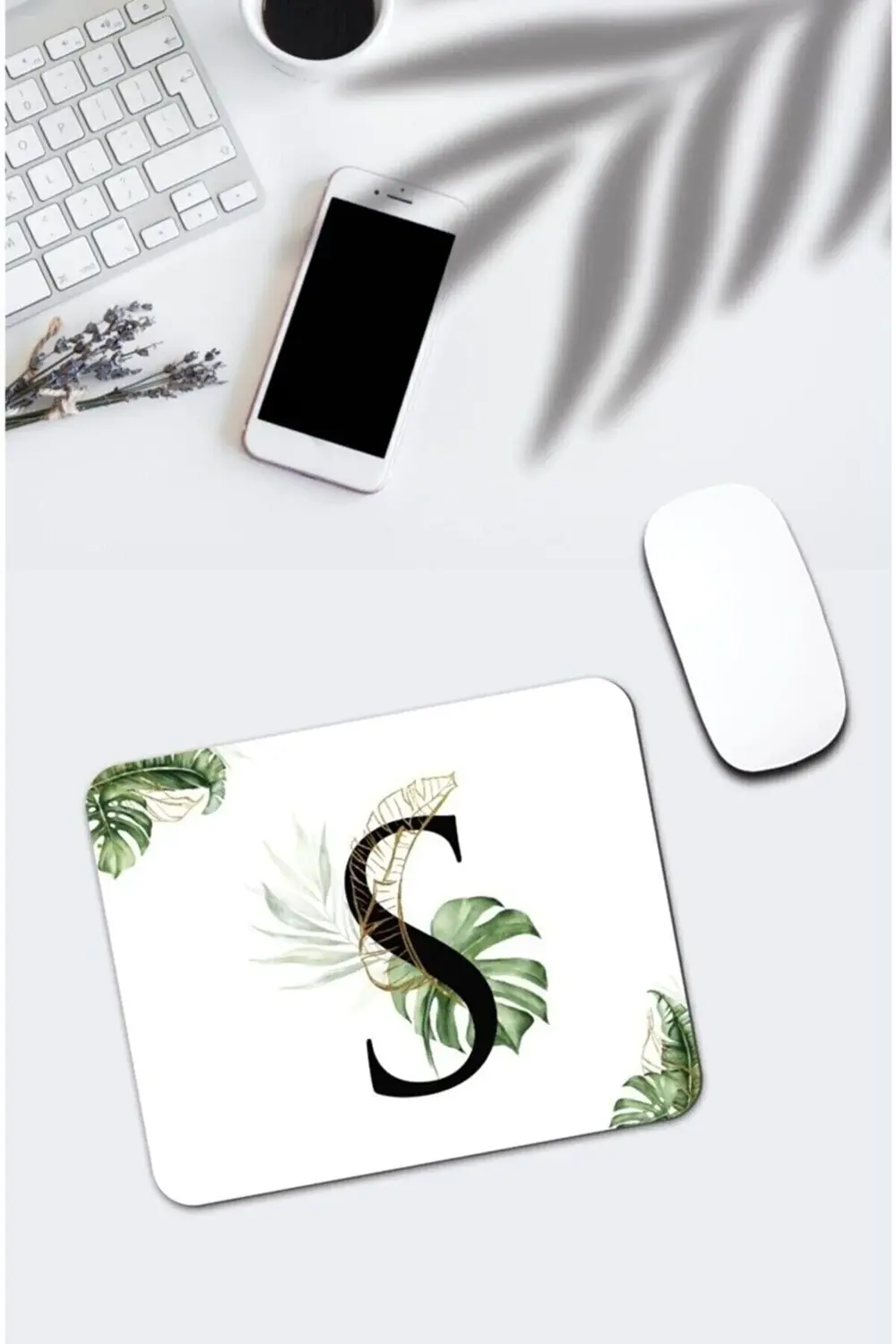 Tropik Desenli S Harfli Dikdörtgen Mouse Pad