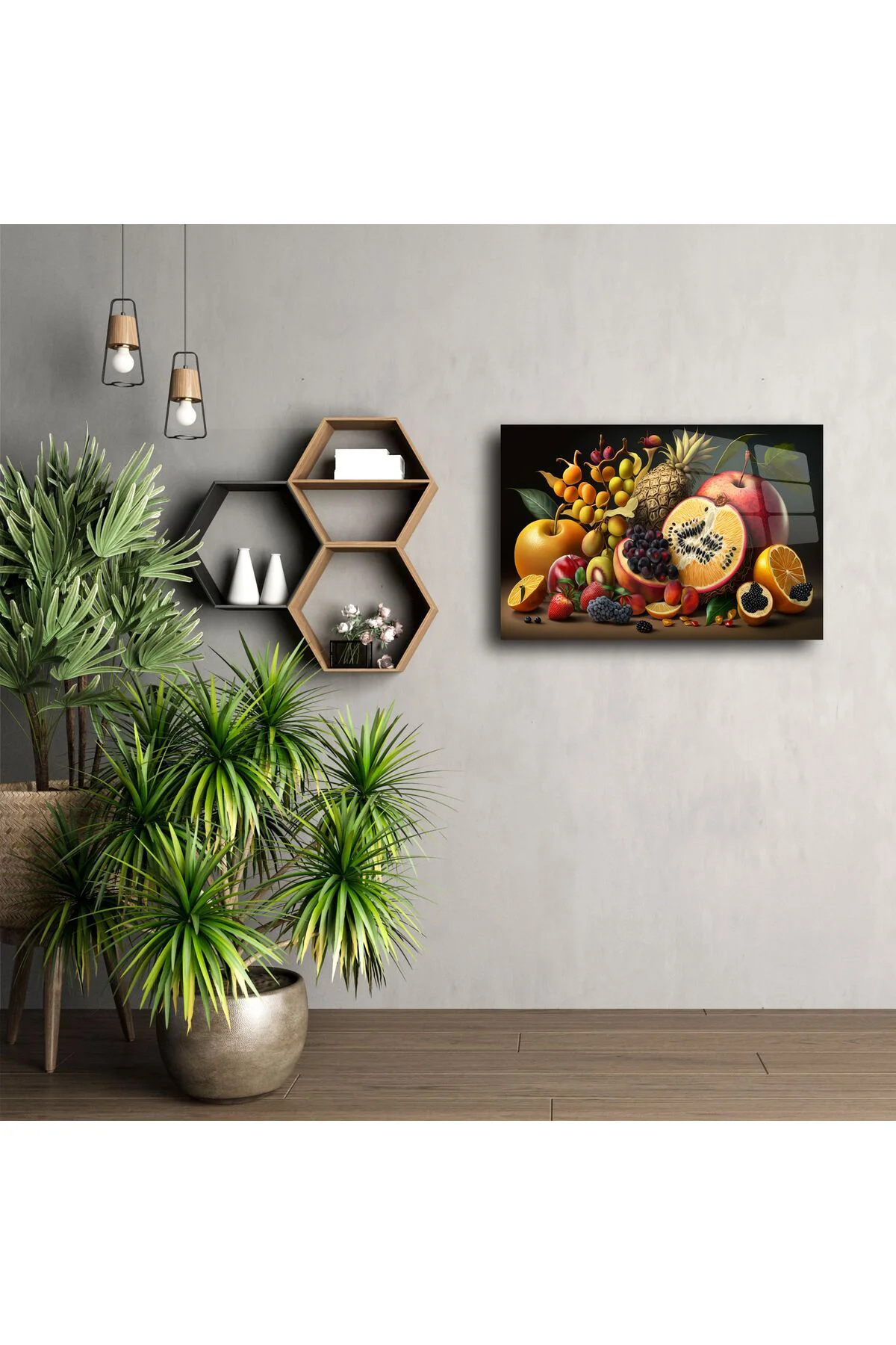 Tropik Meyve Temalı Temperli Cam Tablo Tropik Meyve Temalı Temperli Cam Tablo