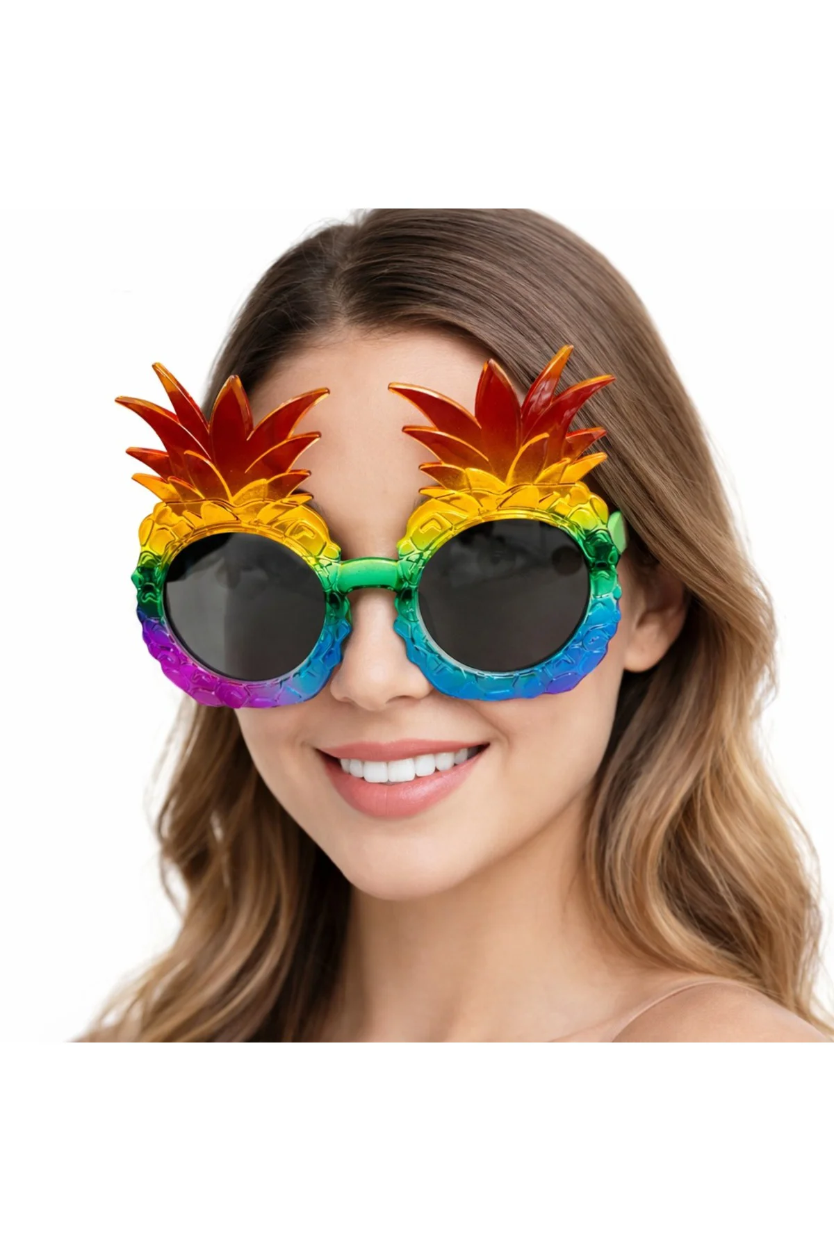 Tropikal Ananas Tasarımlı Renkli Hawaii Parti Gözlüğü