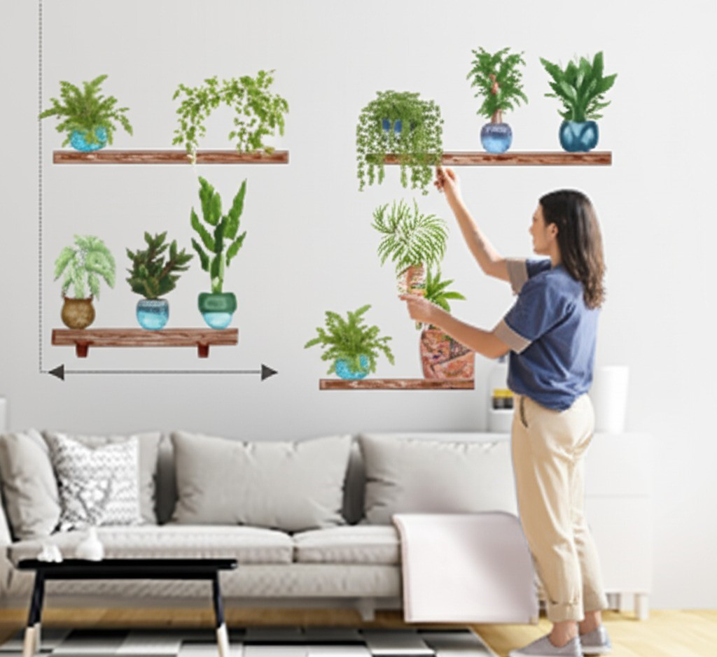 Tropikal Bitkiler Duvar Stickerı 10 Adet 90x35cm PVC Malzeme Yeşi Tropikal Bitkiler Duvar Stickerı 10 Adet 90x35cm PVC Malzeme Yeşi