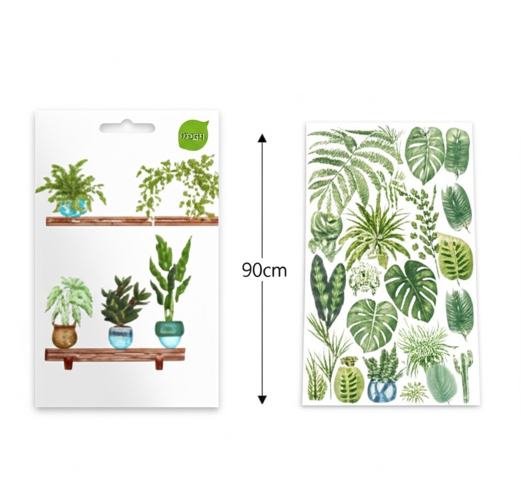 Tropikal Bitkiler Duvar Stickerı 10 Adet 90x35cm PVC Malzeme Yeşi Tropikal Bitkiler Duvar Stickerı 10 Adet 90x35cm PVC Malzeme Yeşi