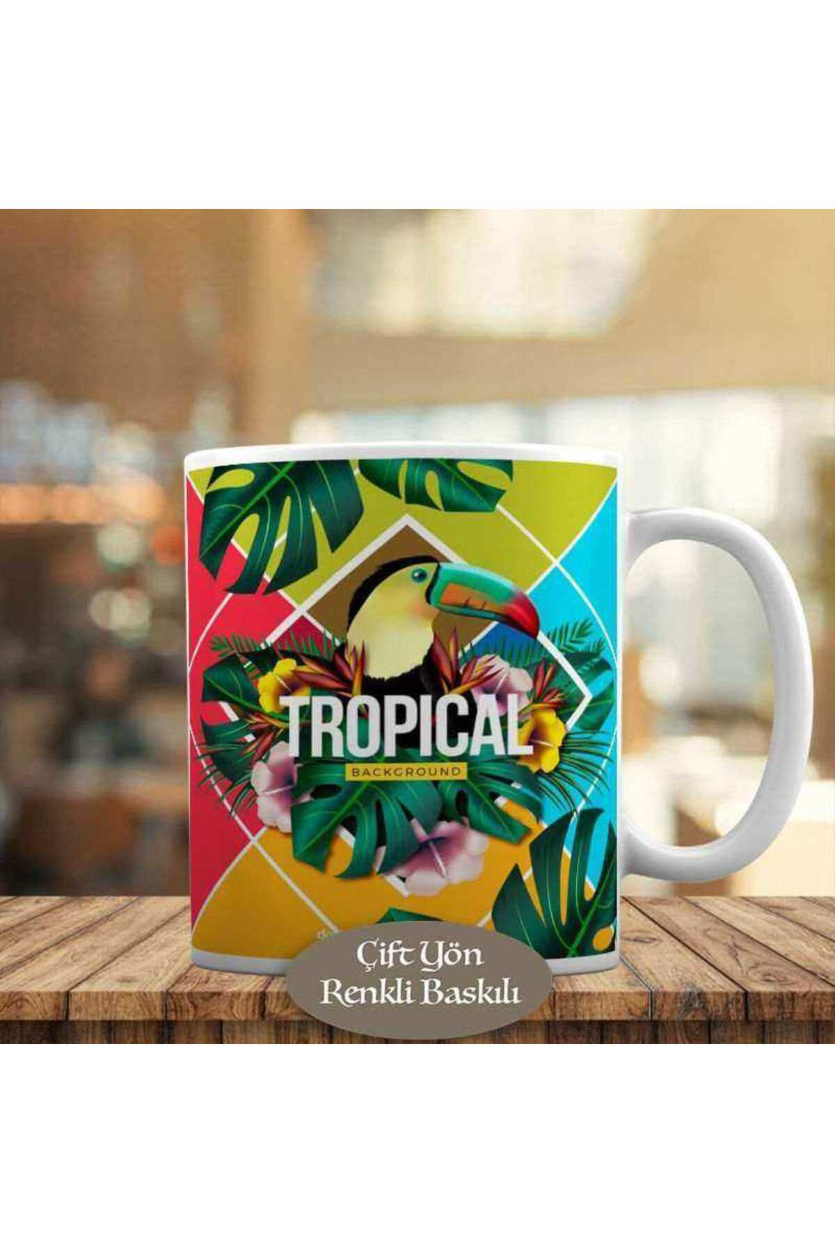 Asilmeydan Tropikal Desenler Ve Papağan Kupa Bardak Hediyelik-23-2147878112