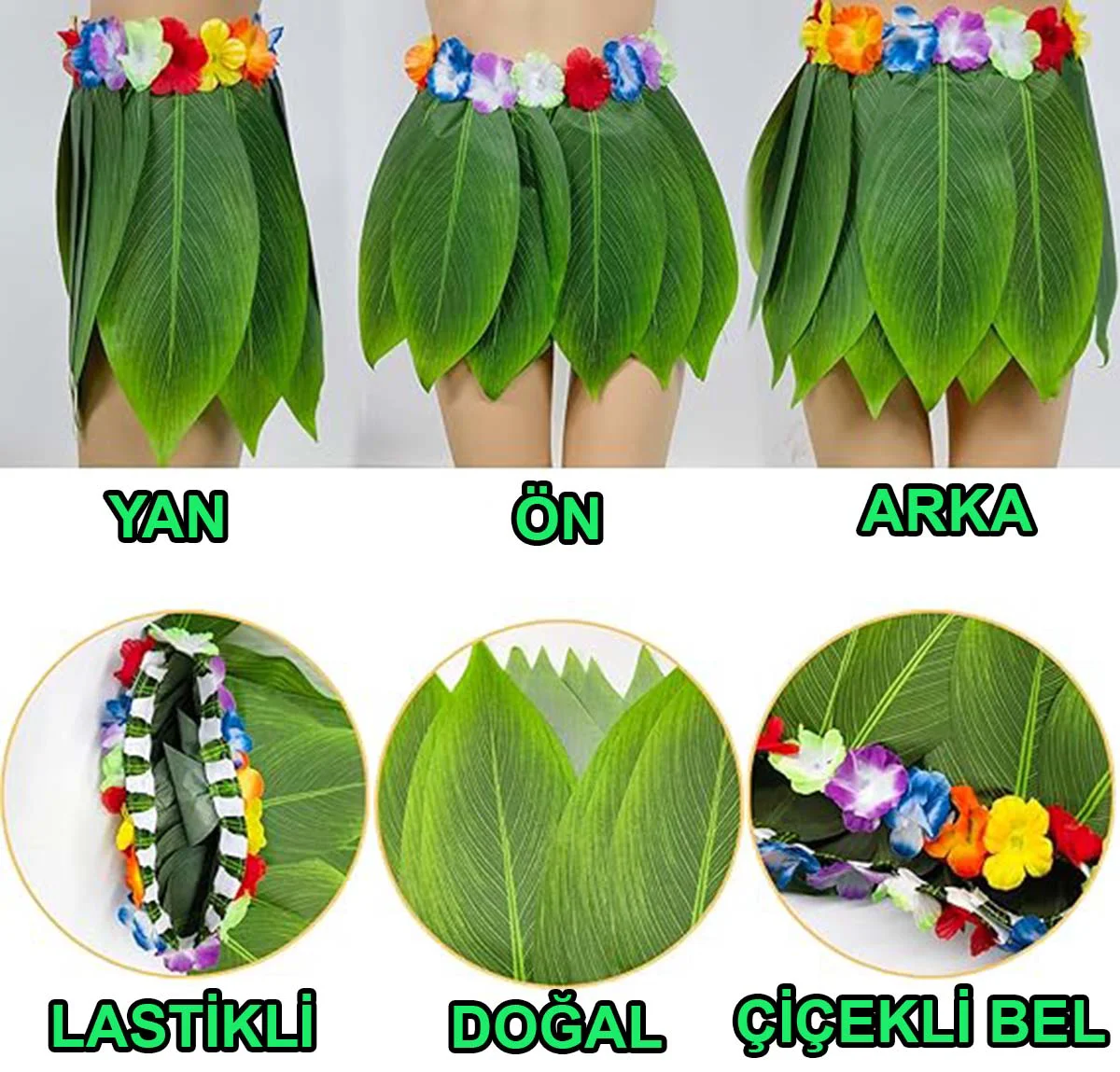 Tropikal Esintili Hawaii Yapraklı Parti Eteği – Çocuk Boy