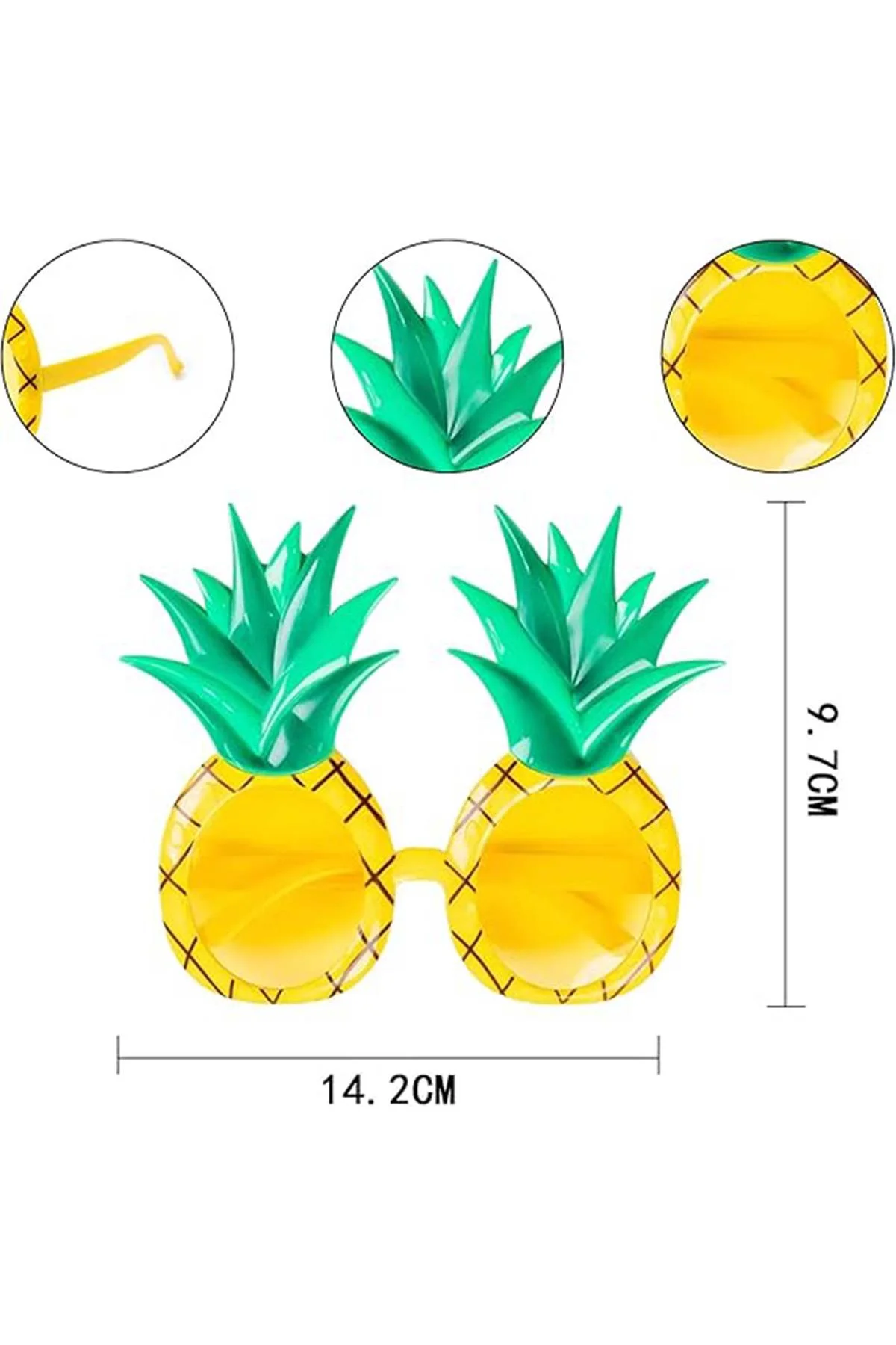 Tropikal Hawaii Ananas Şekilli Parti Gözlüğü 9.5 x 14 cm (5060)